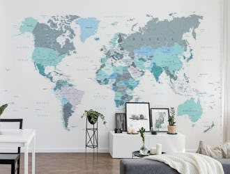 World Map in Teal