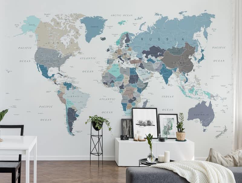 World Map in Neutral Tones