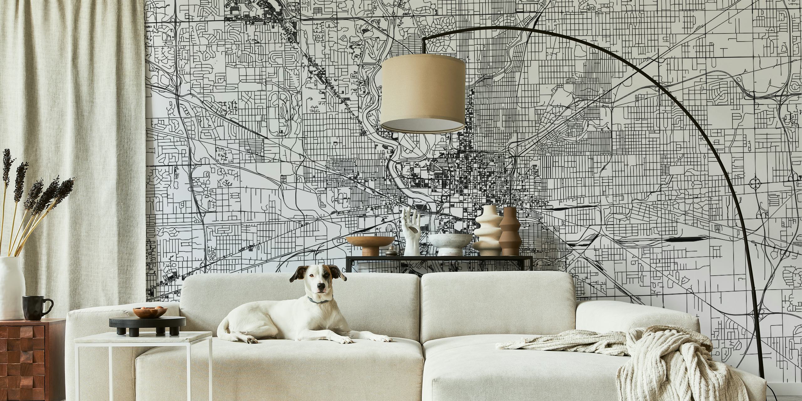 Black and white map of Indianapolis wallpaper