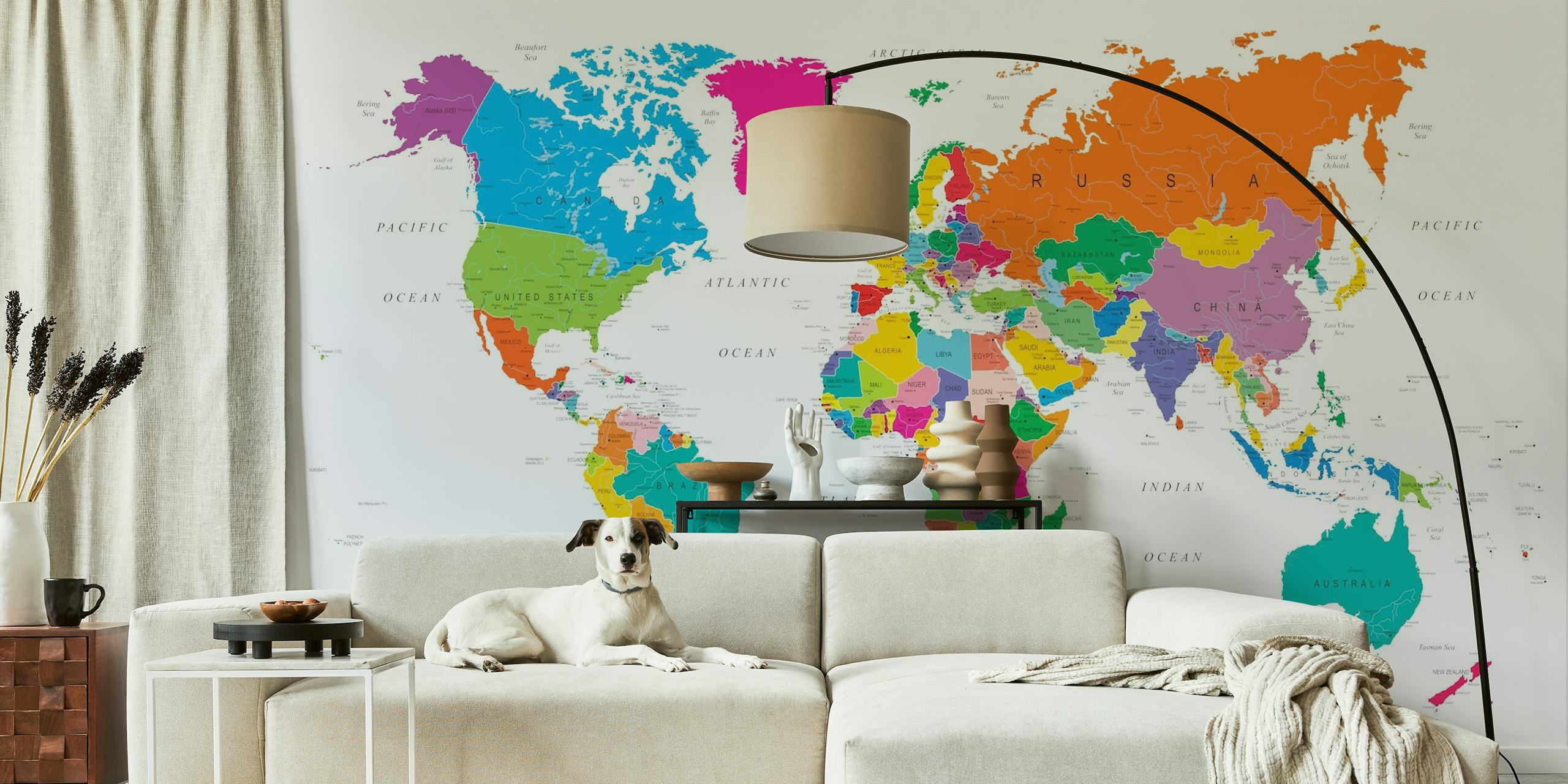 Vibrant Fun World Map Wallpaper for Kids & Classrooms | Happywall
