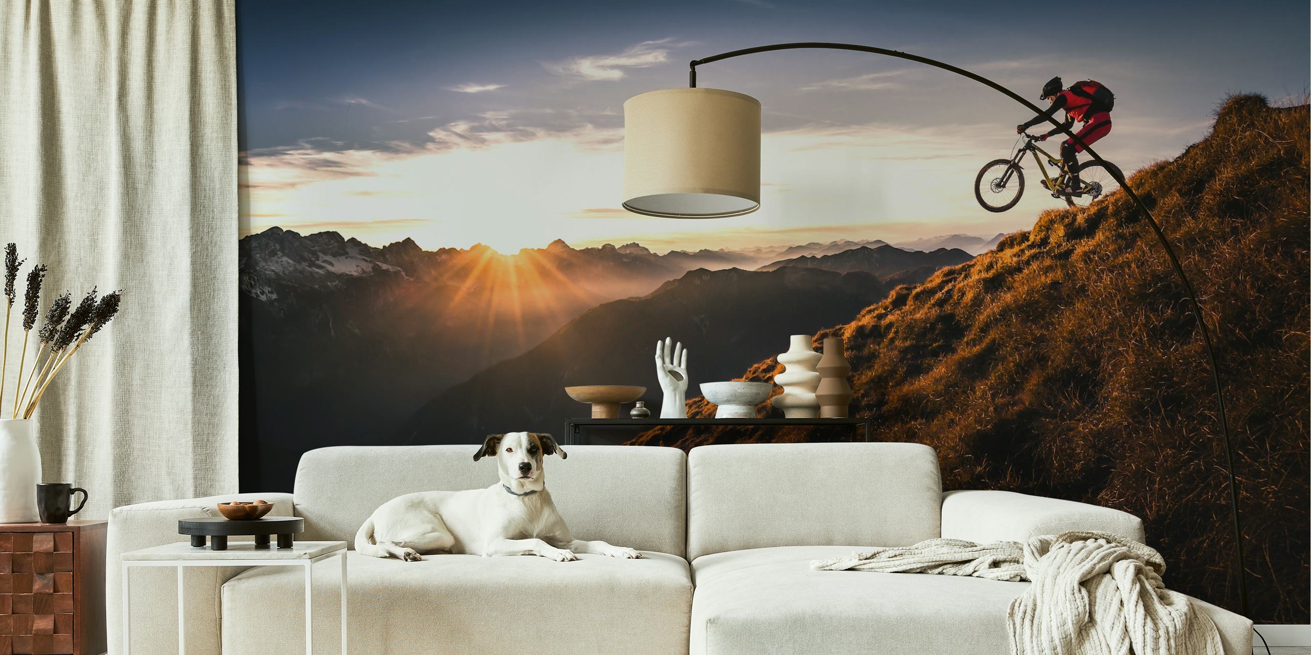 Ταπετσαρία που απεικονίζει έναν ποδηλάτη σε ένα βουνό