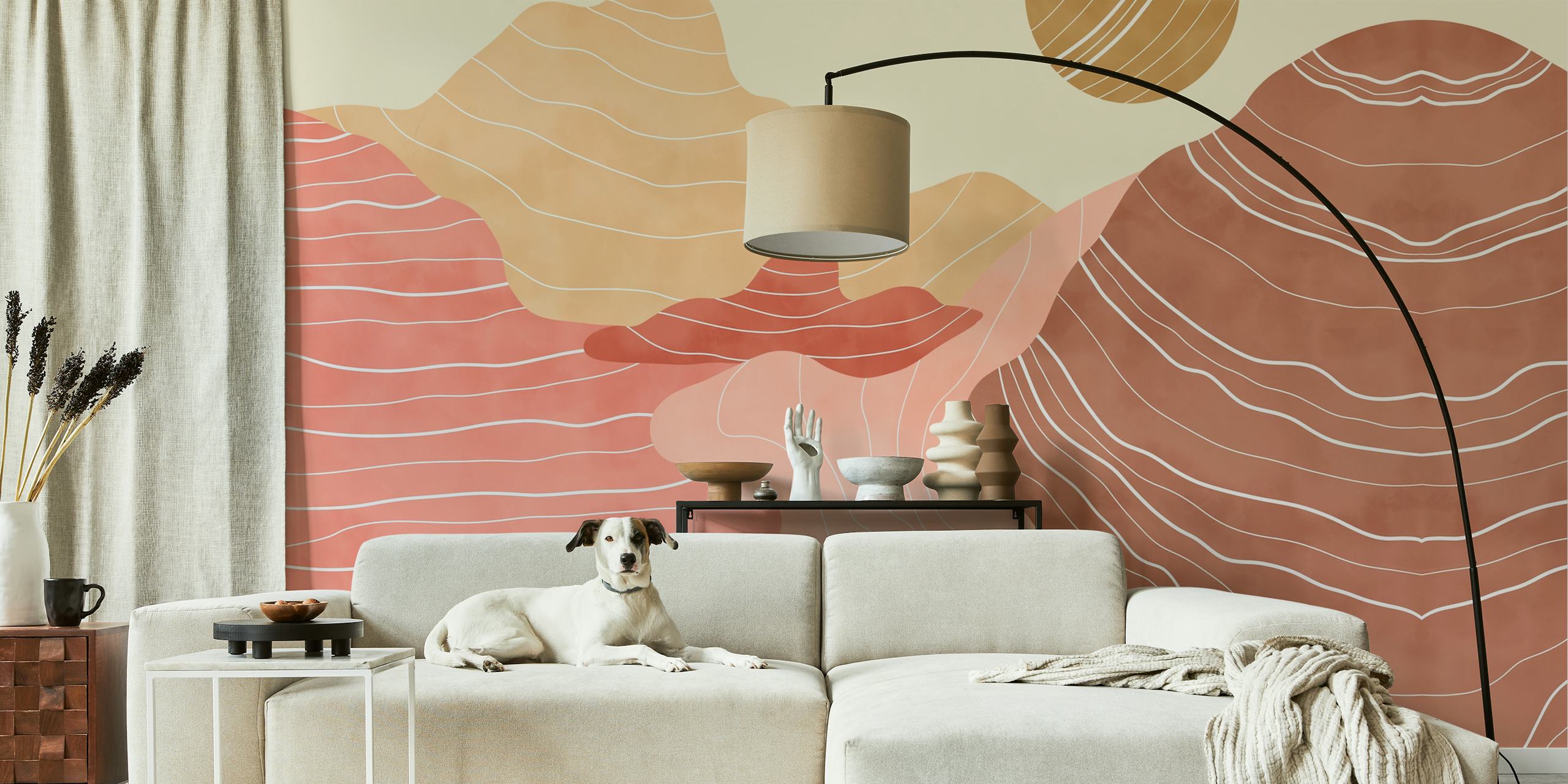 Modern pink desert dunes en una habitación