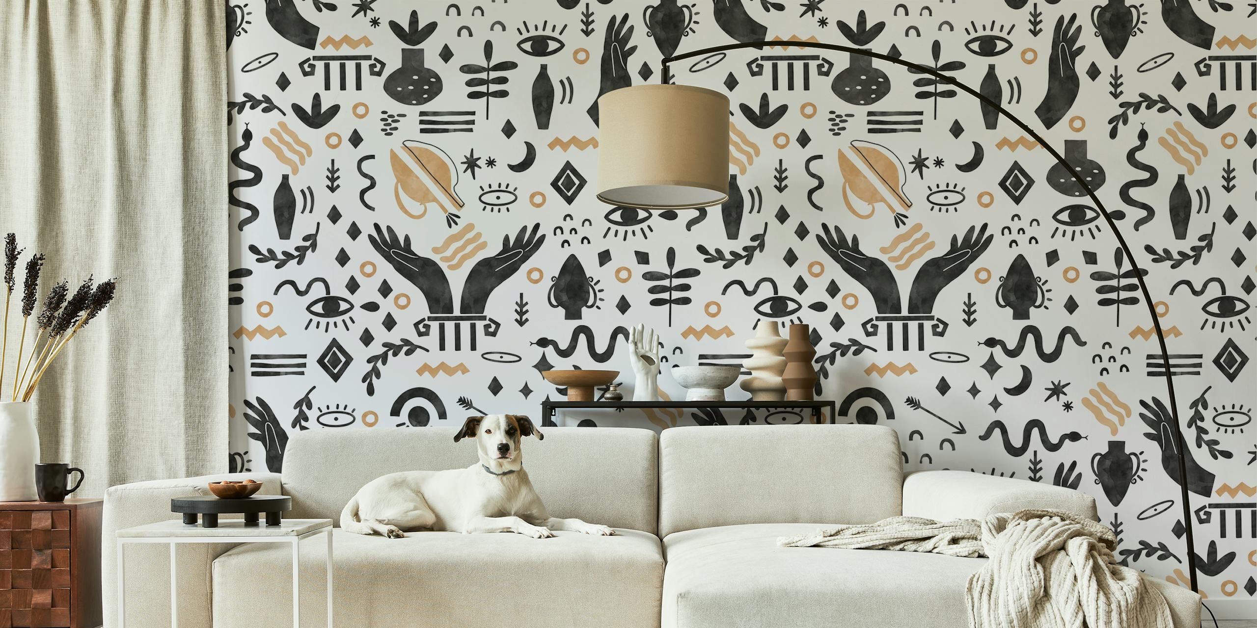Abstract mystical silhouettes tapetdesign