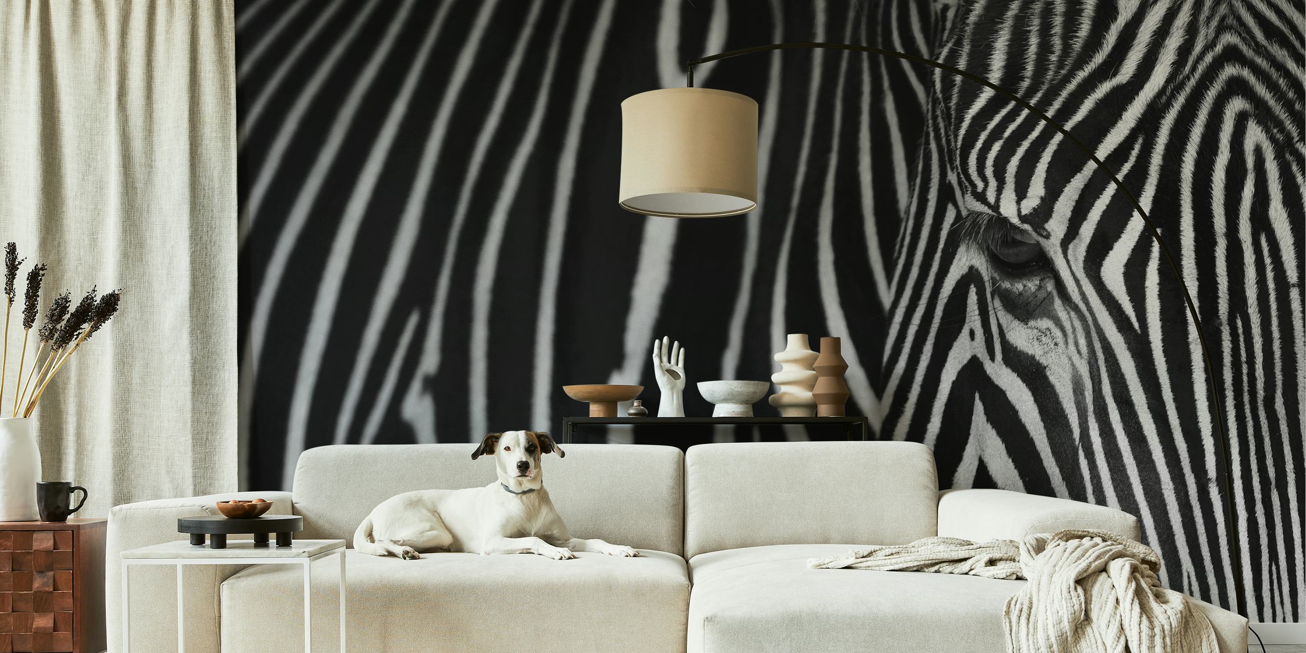 Black and white zebra stripes pattern wall mural