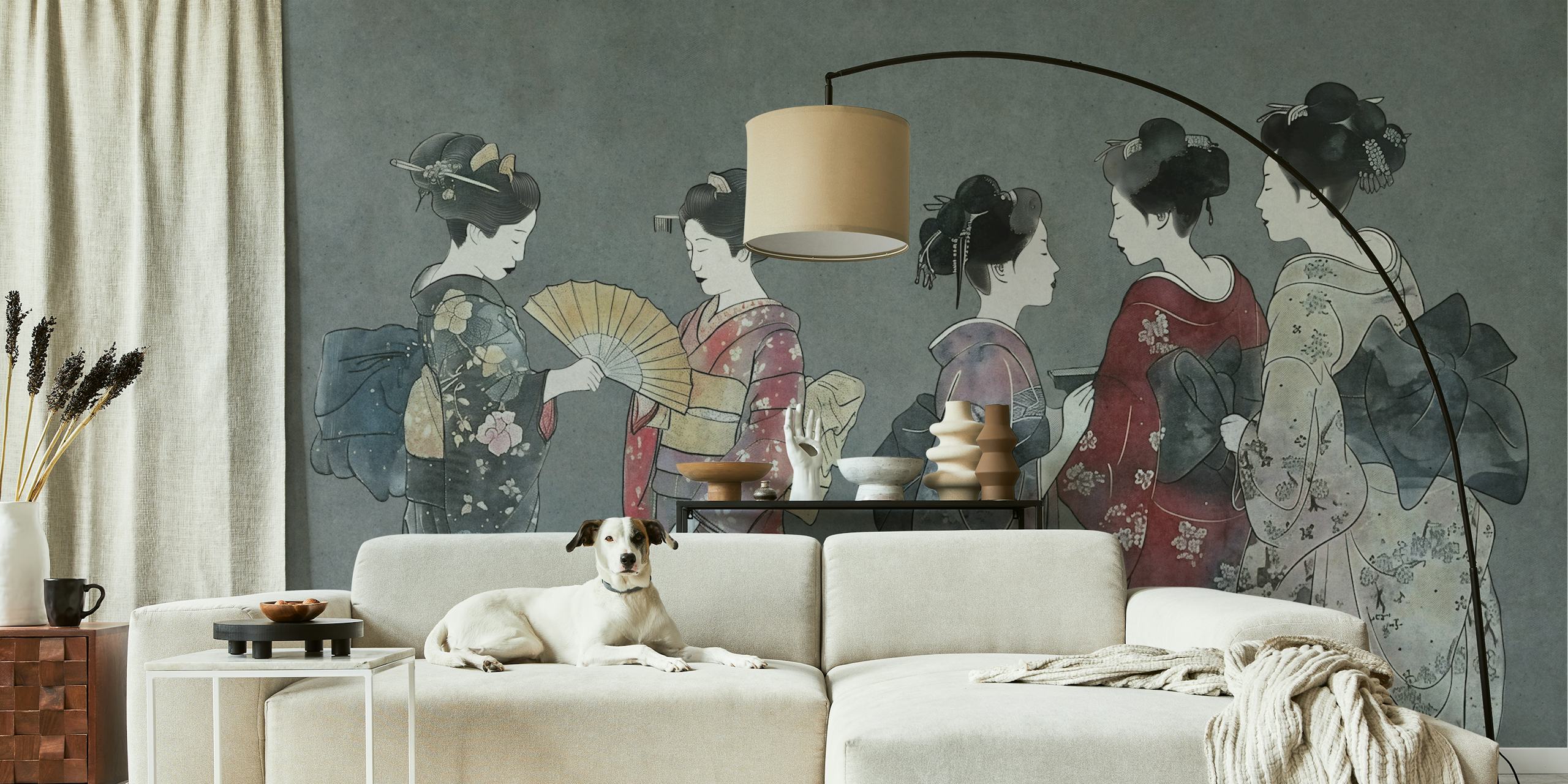 Geisha Elegant Kimono wallpaper in a room