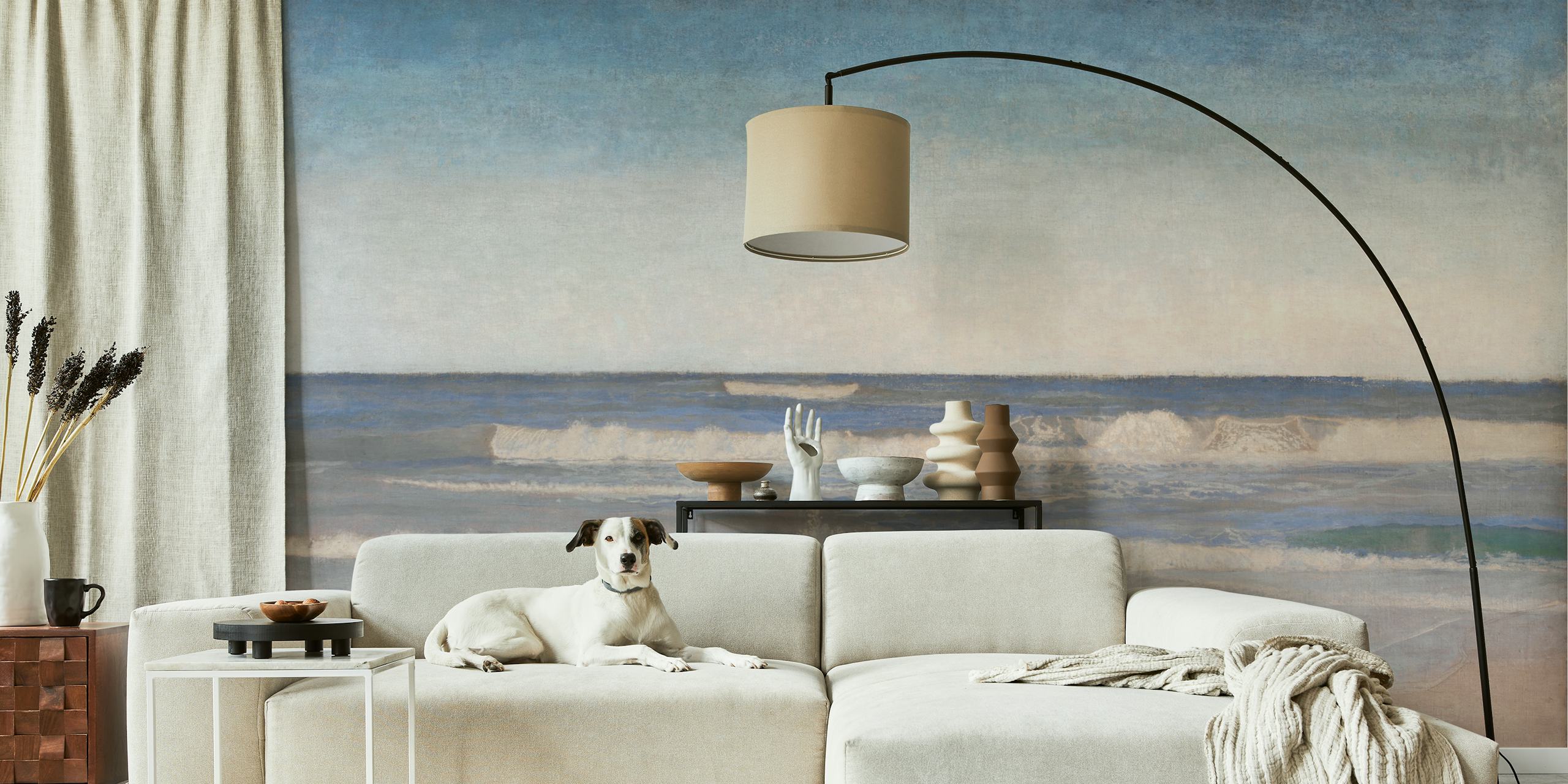 Ocean waves wallpaper in a room