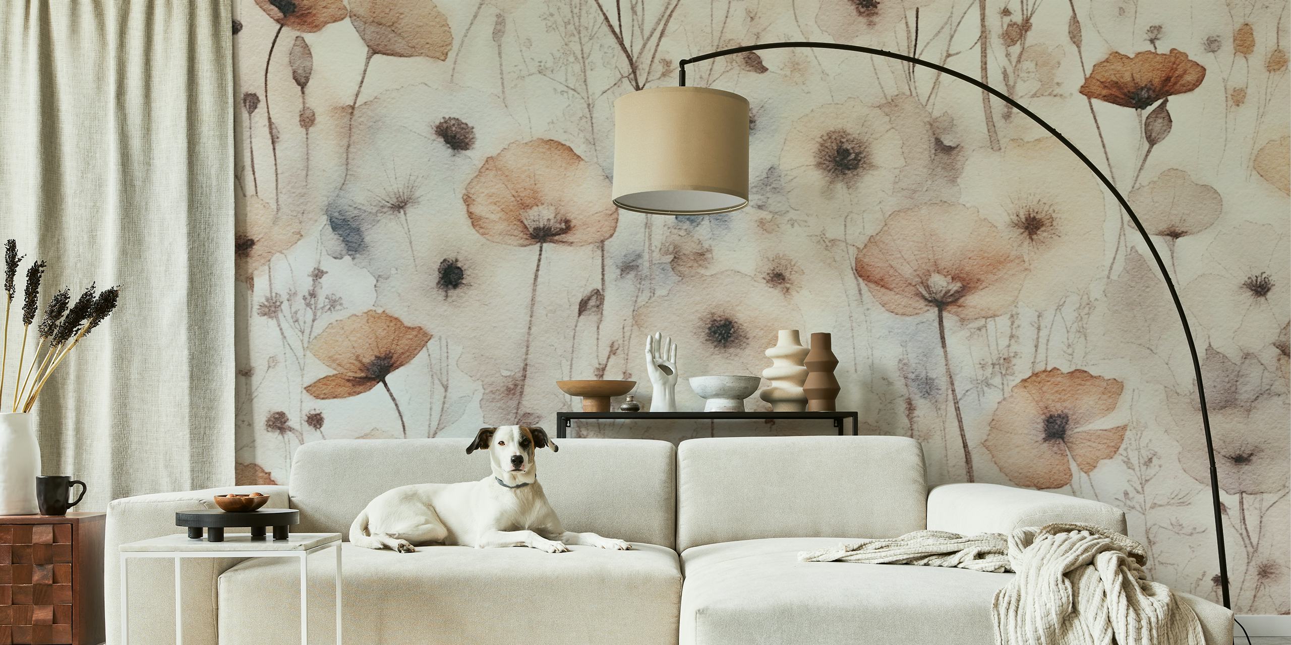 Autumn Blush Flora wallpaper design in a room