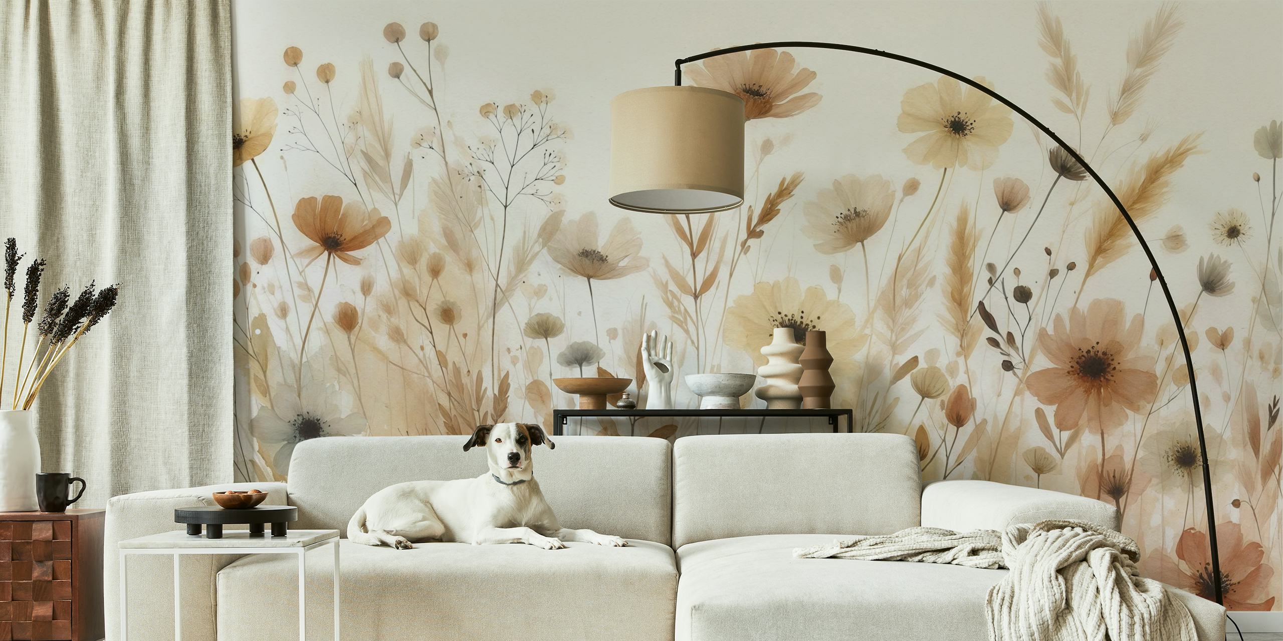 Φλοράλ σχέδιο ταπετσαρίας σε ένα δωμάτιο