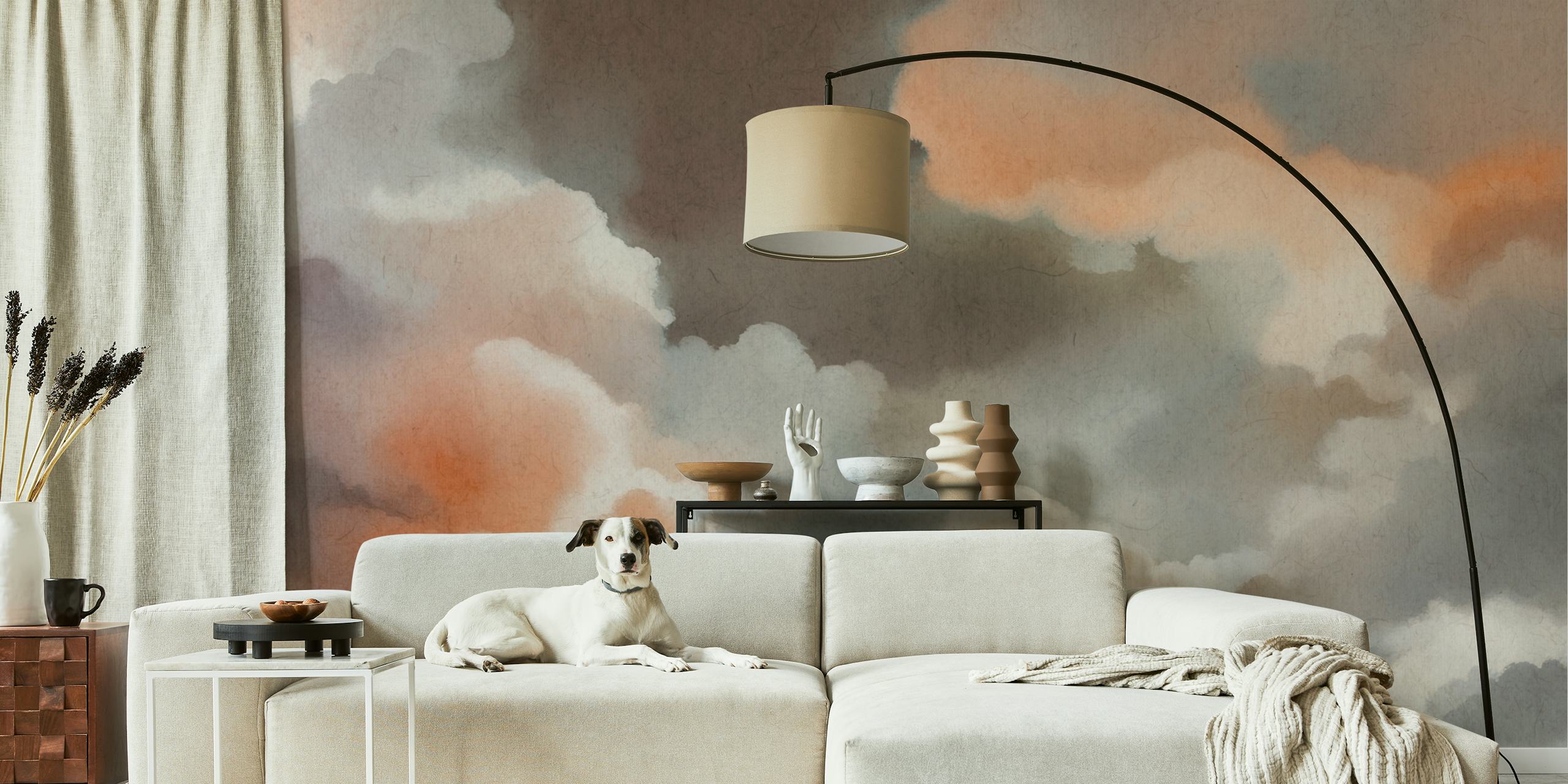 Serene cloudscape wallpaper i ett rum