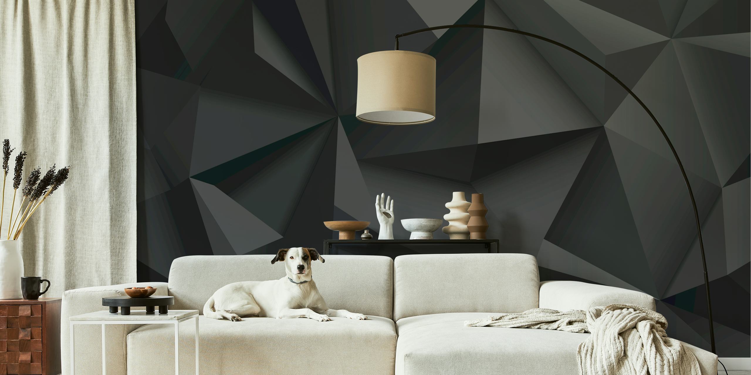 Geometric Monochrome Mosaic tapet i ett rum