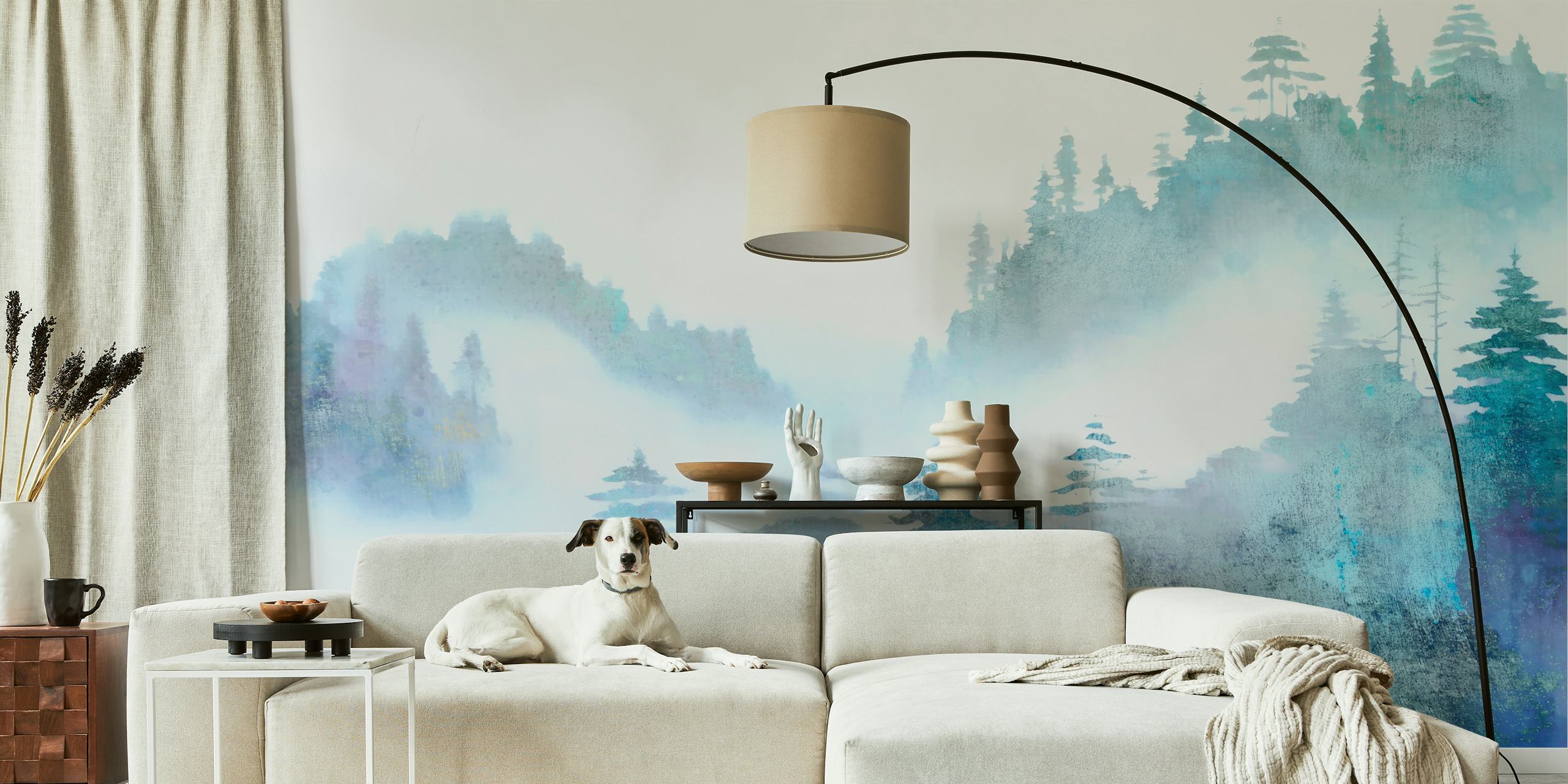Ethereal Pine Escape behang in een kamer