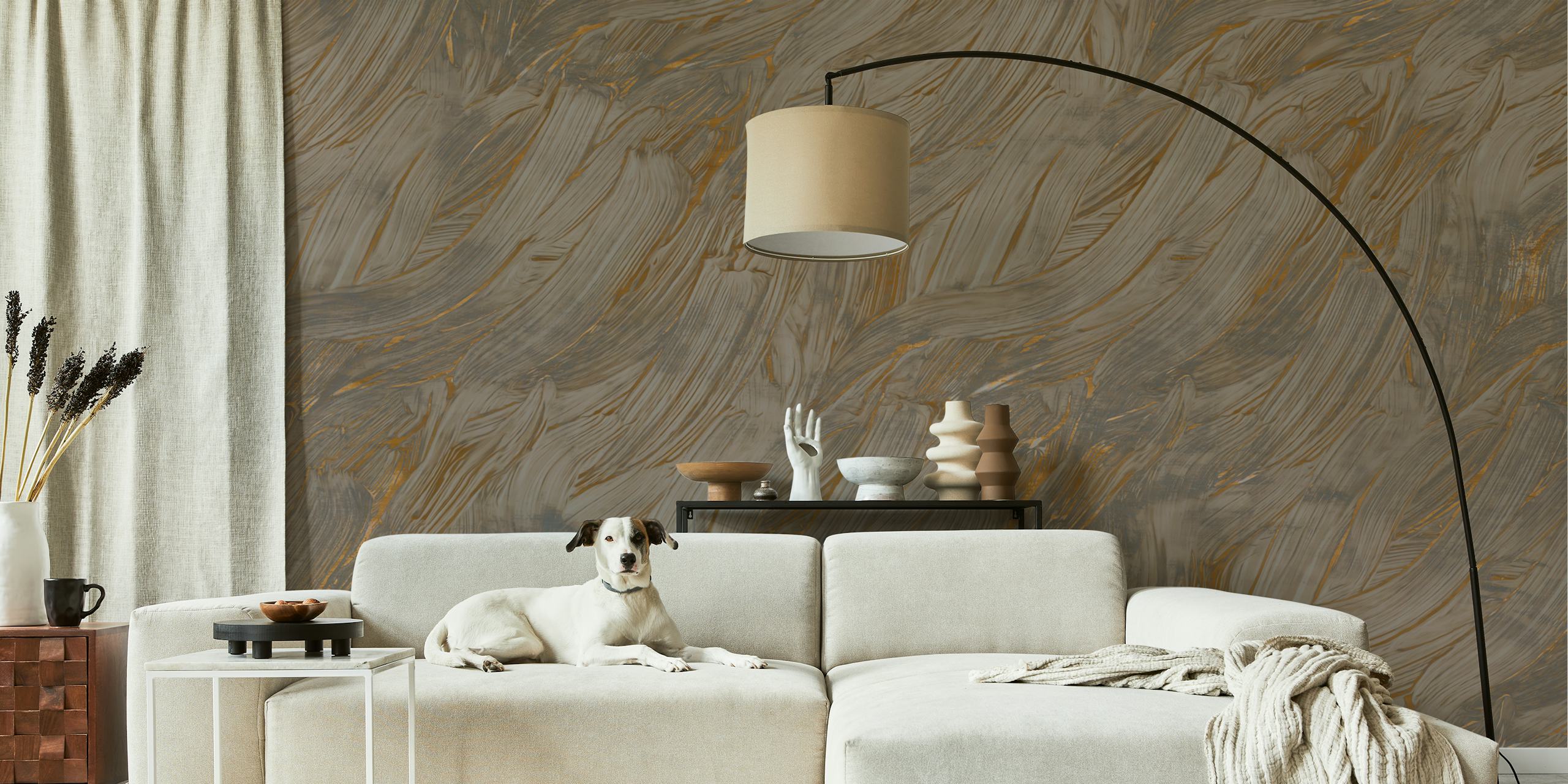 Luxury Gold Strokes wallpaper in a room
