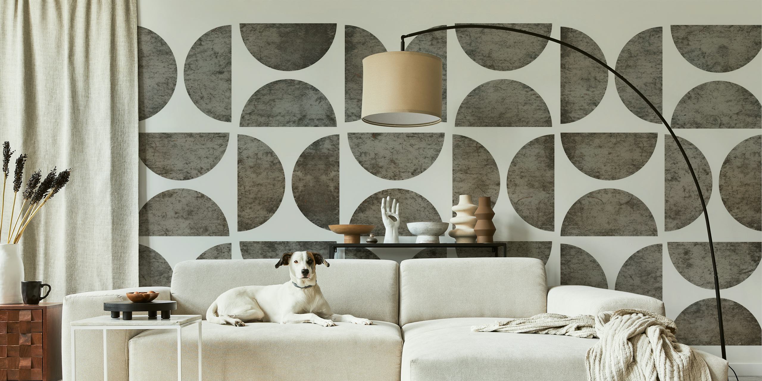 Geometric stone mosaic pattern with gray tones wallpaper