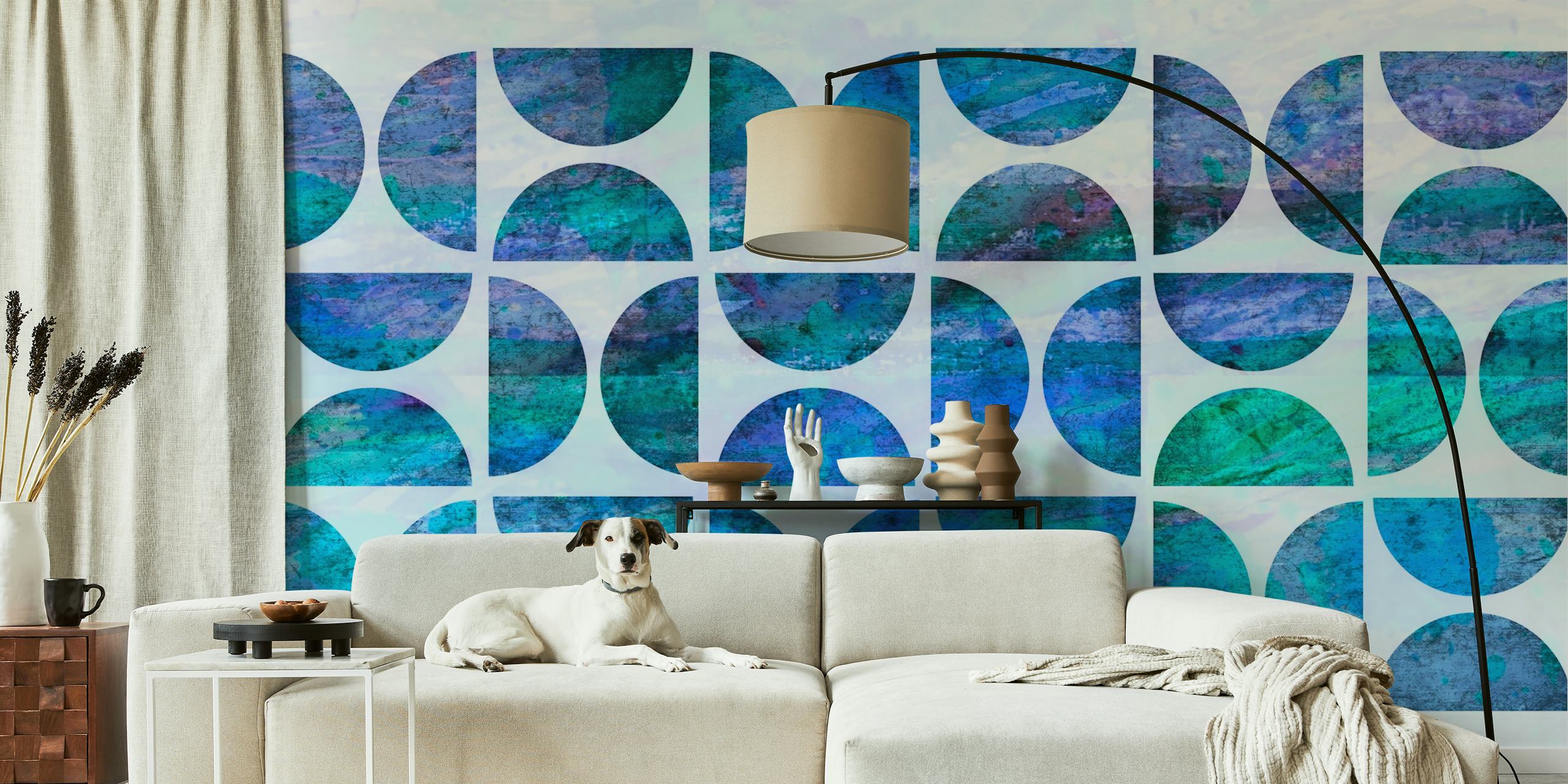 Tapeta Oceanic Geo Bauhaus Art v pokoji