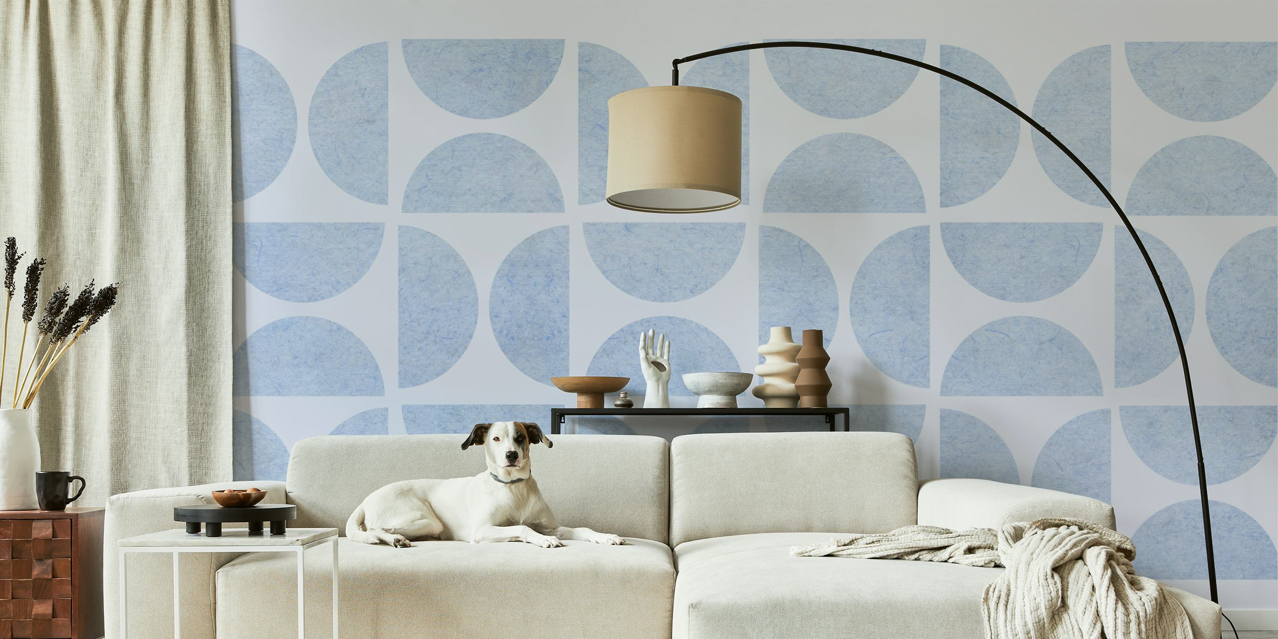 Geometric Blue Bauhaus wallpaper in a room