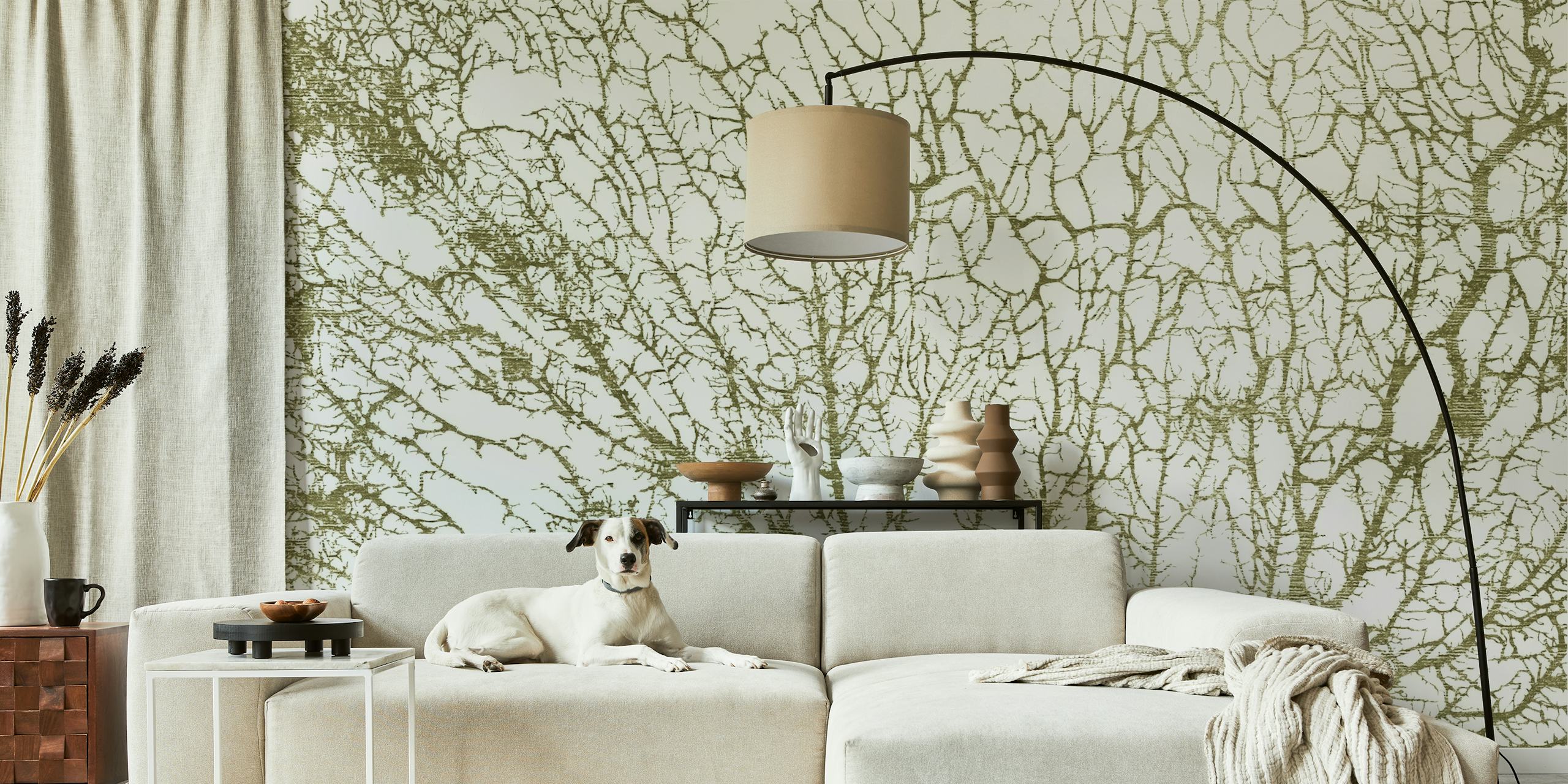 Green Abstract Forest Moss wallpaper in a room