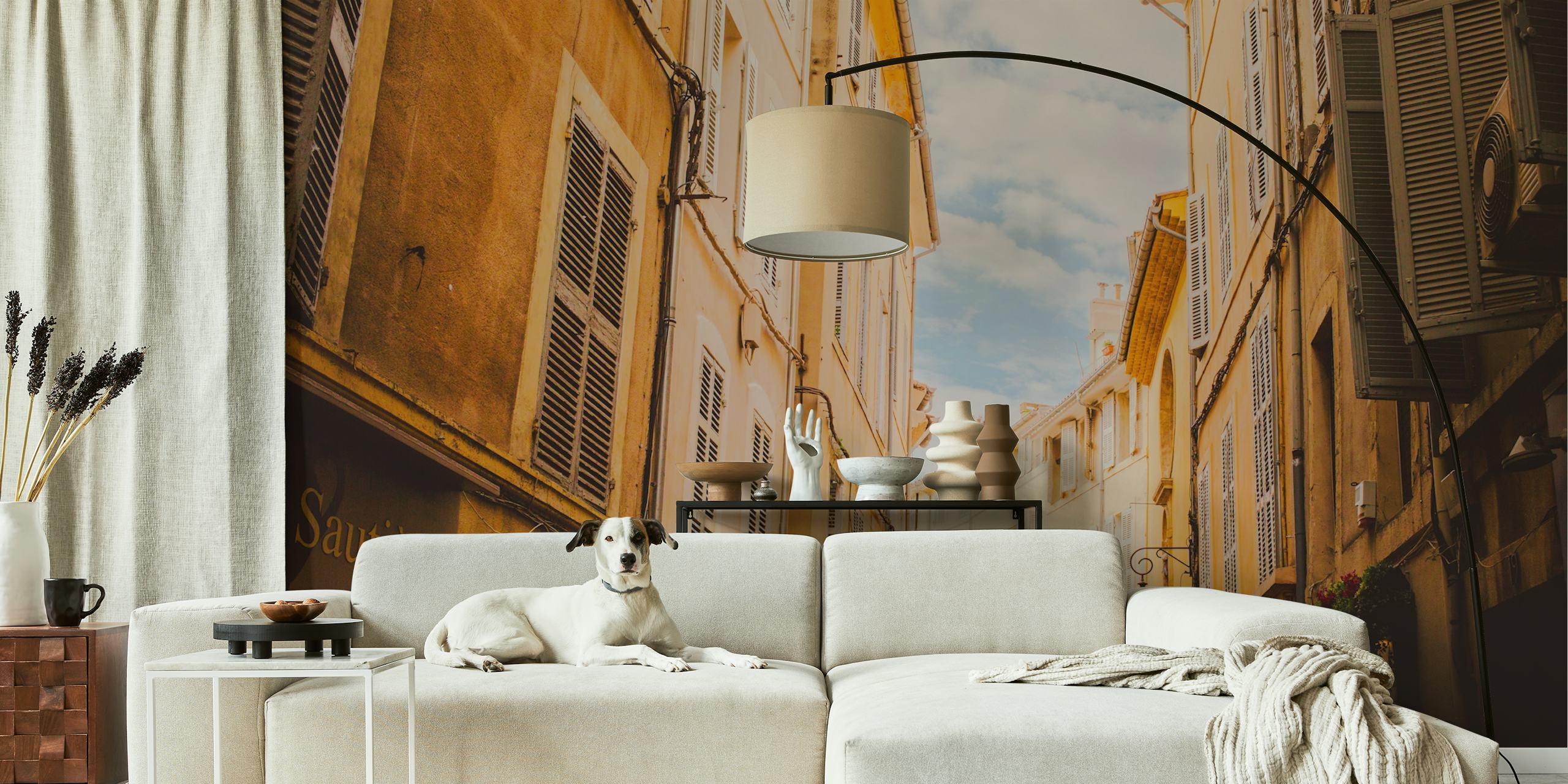 Old Town Serenity Tapetdesign in einem Raum