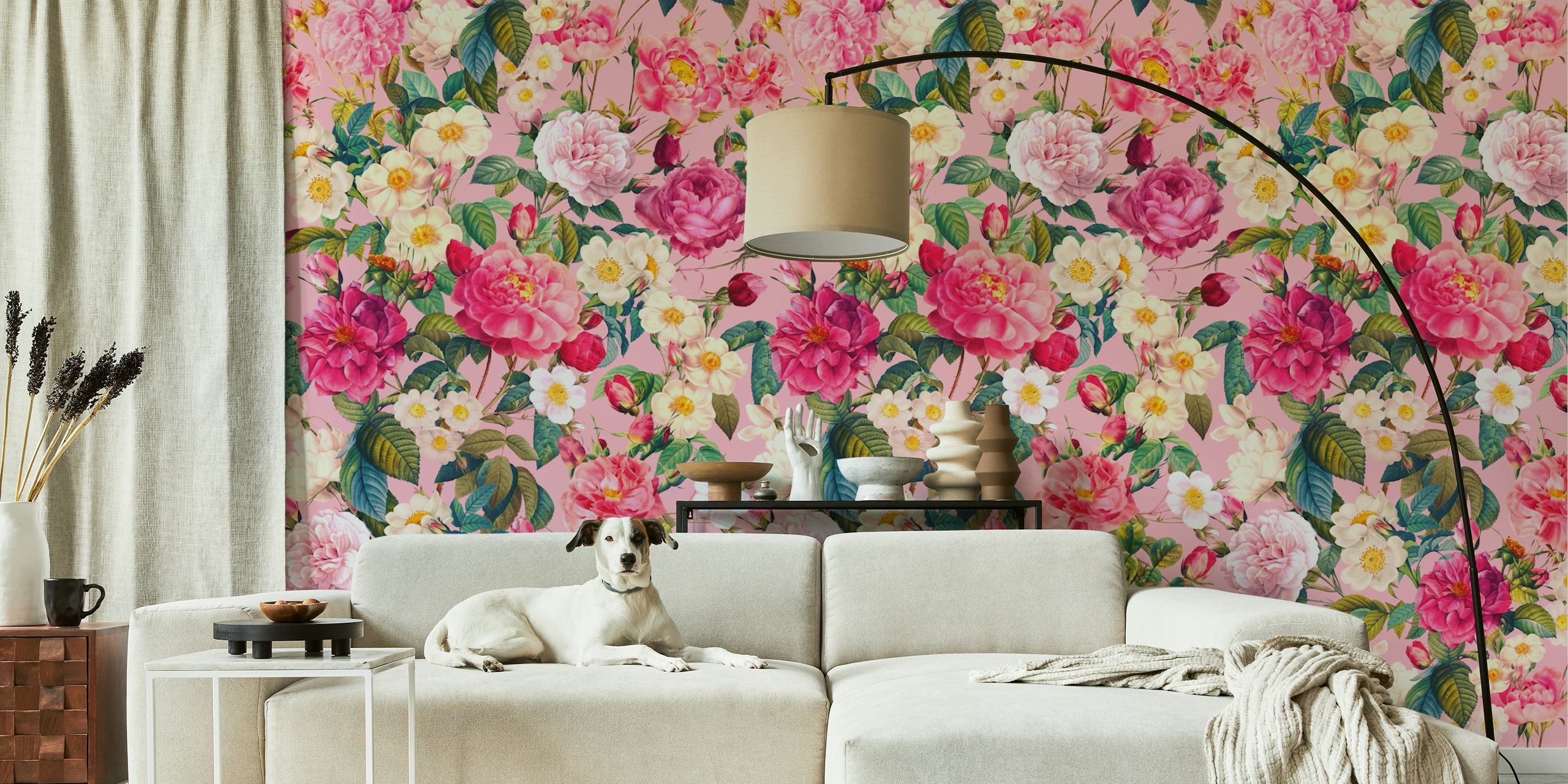 Rose Pink Garden II floral wallpaper