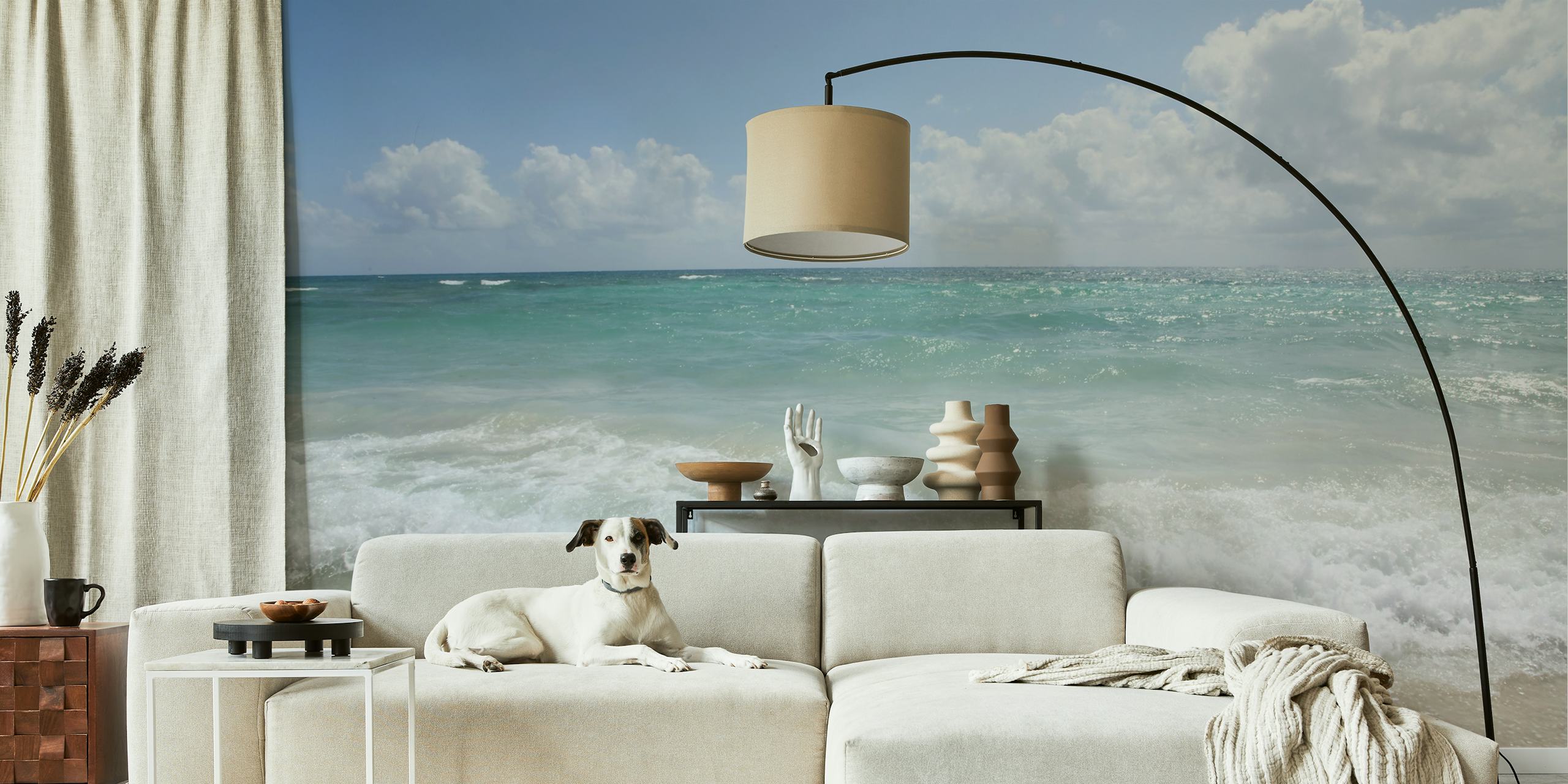 Caribbean ocean wallpaper in a room