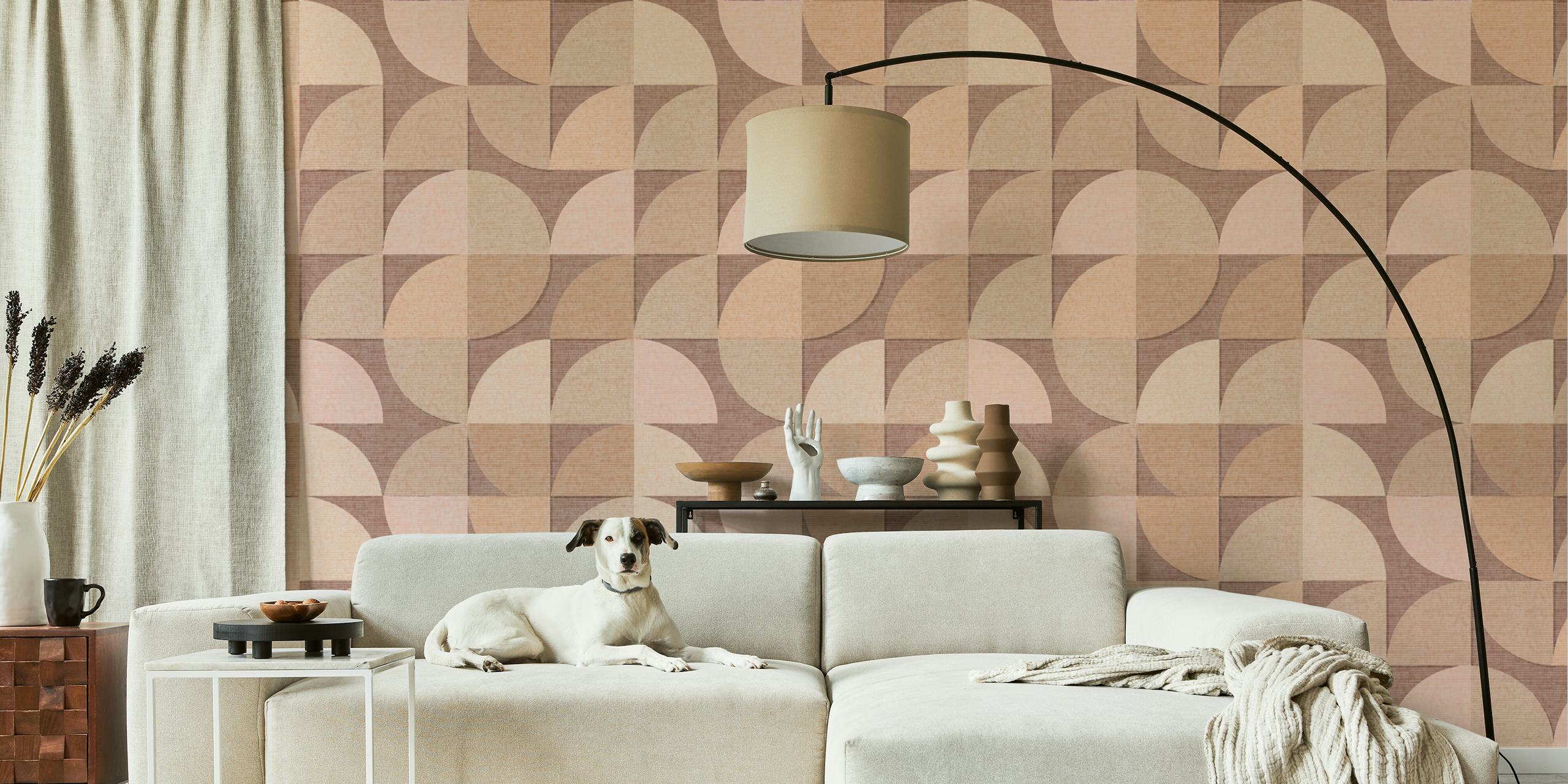 Mid century retro geometry wallpaper in a room