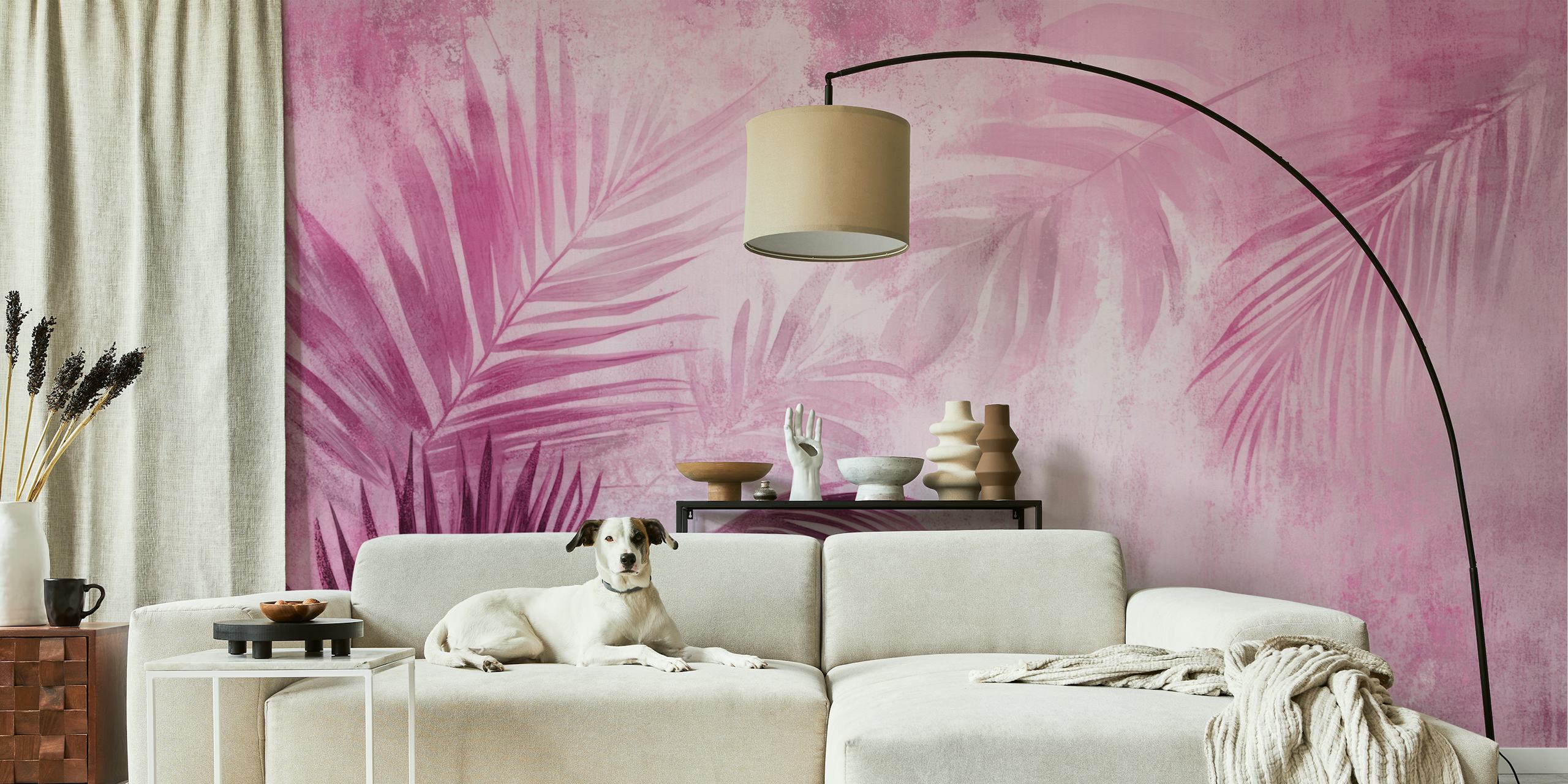 Papier peint Pink Palm Paradise dans une pièce