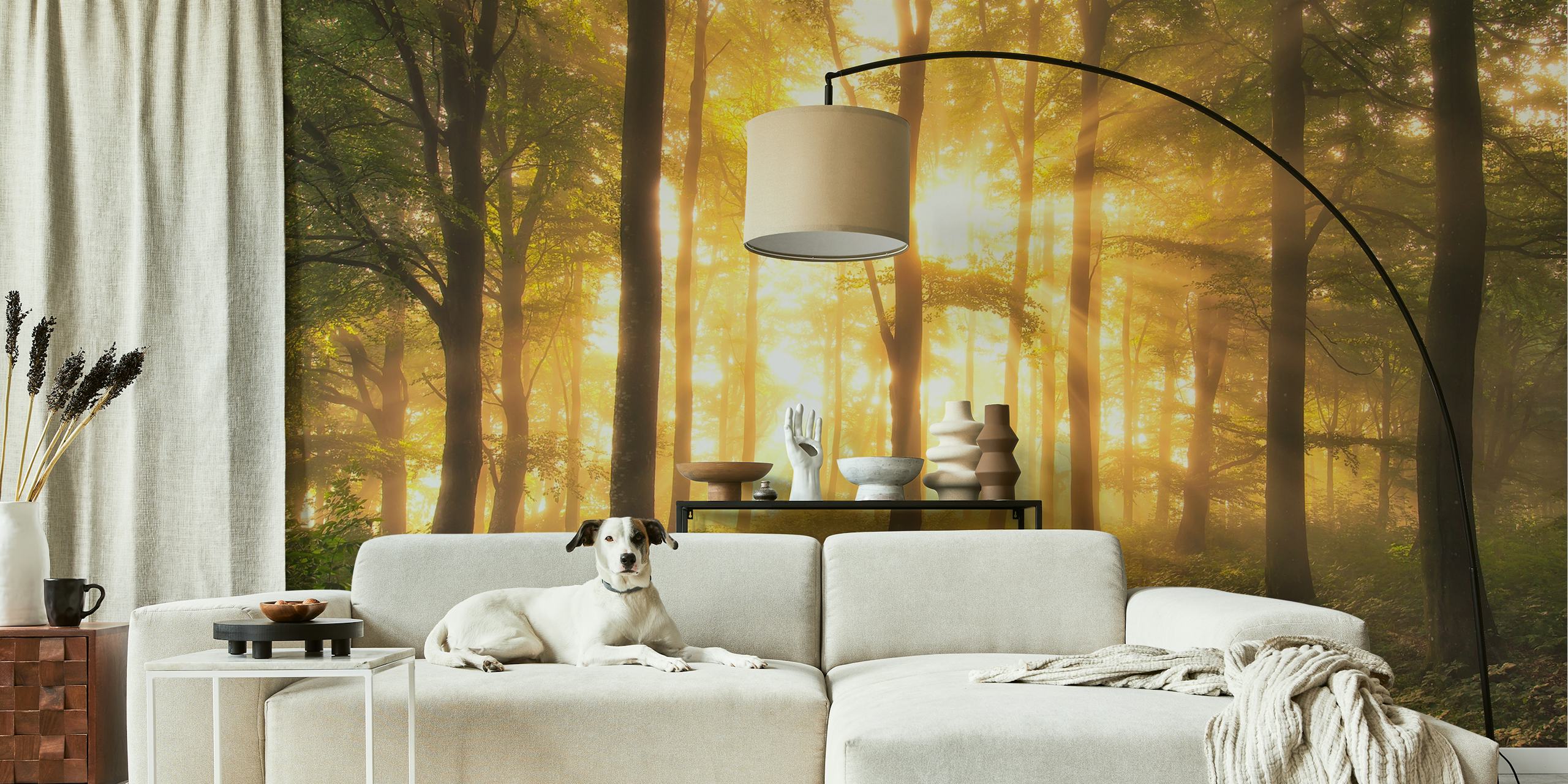 Beautiful nature wallpaper in a room