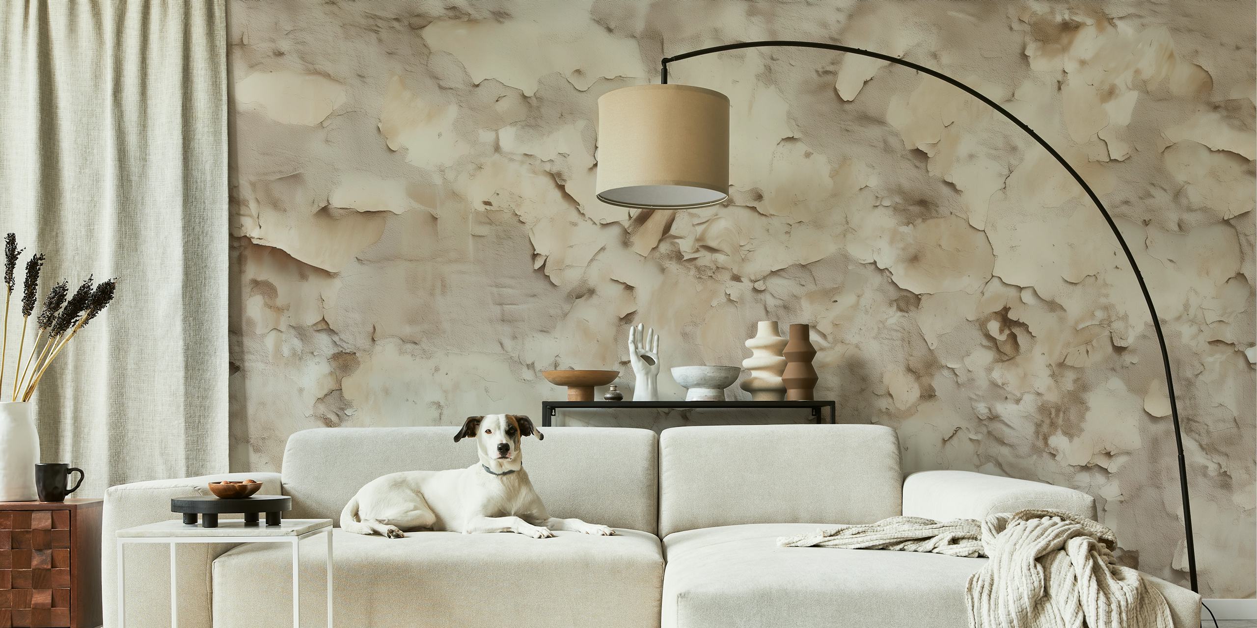 Vintage stucco wall wallpaper in a room