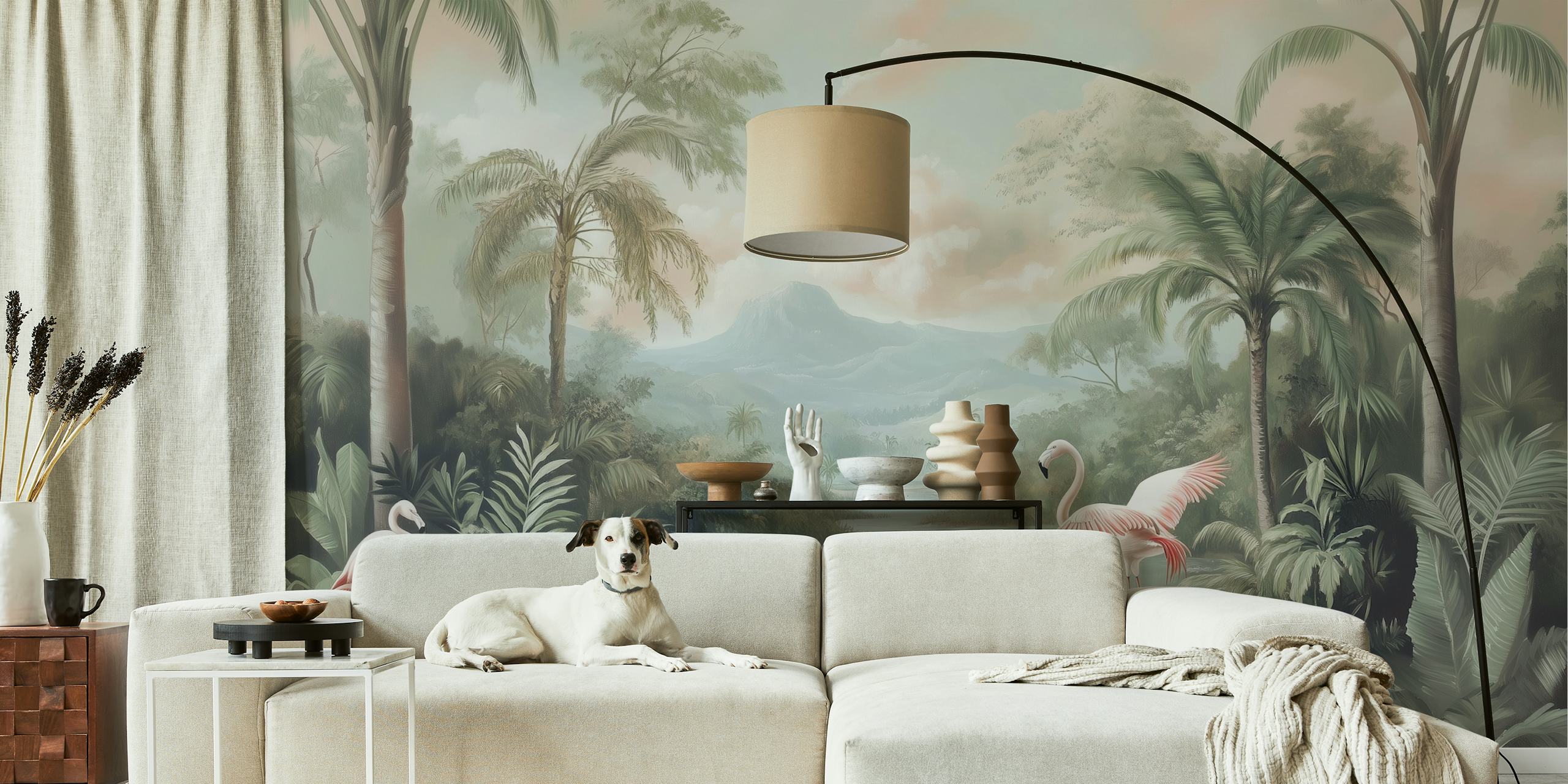 Tropical Flamingo Paradise papier peint dans une pièce