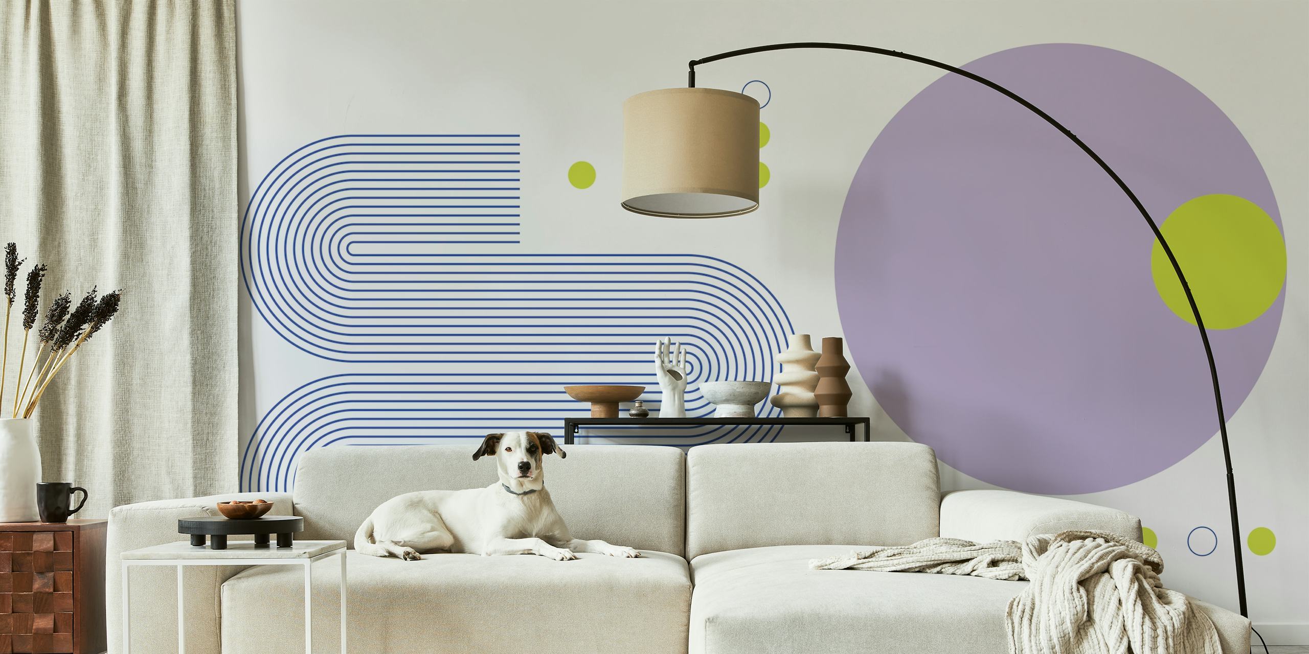 Bold Bauhaus Geometry wallpaper in a modern room