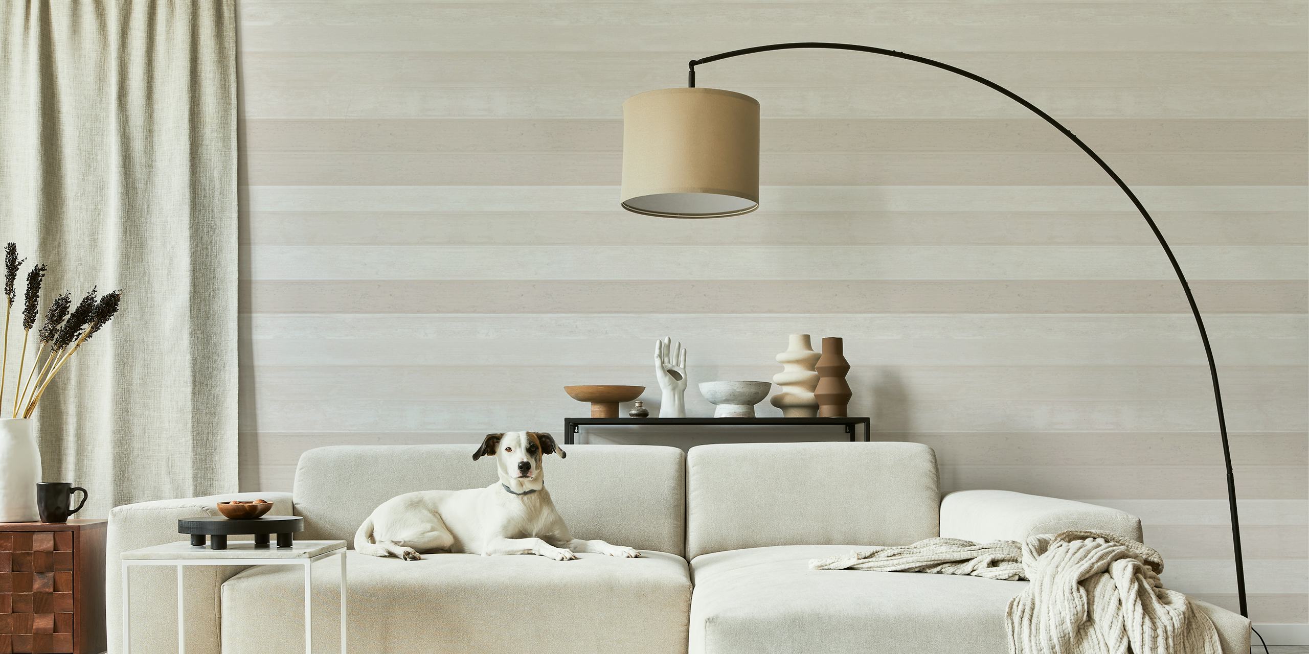 Ταπετσαρία Shiplap Wood Creme White Stripes σε ένα δωμάτιο