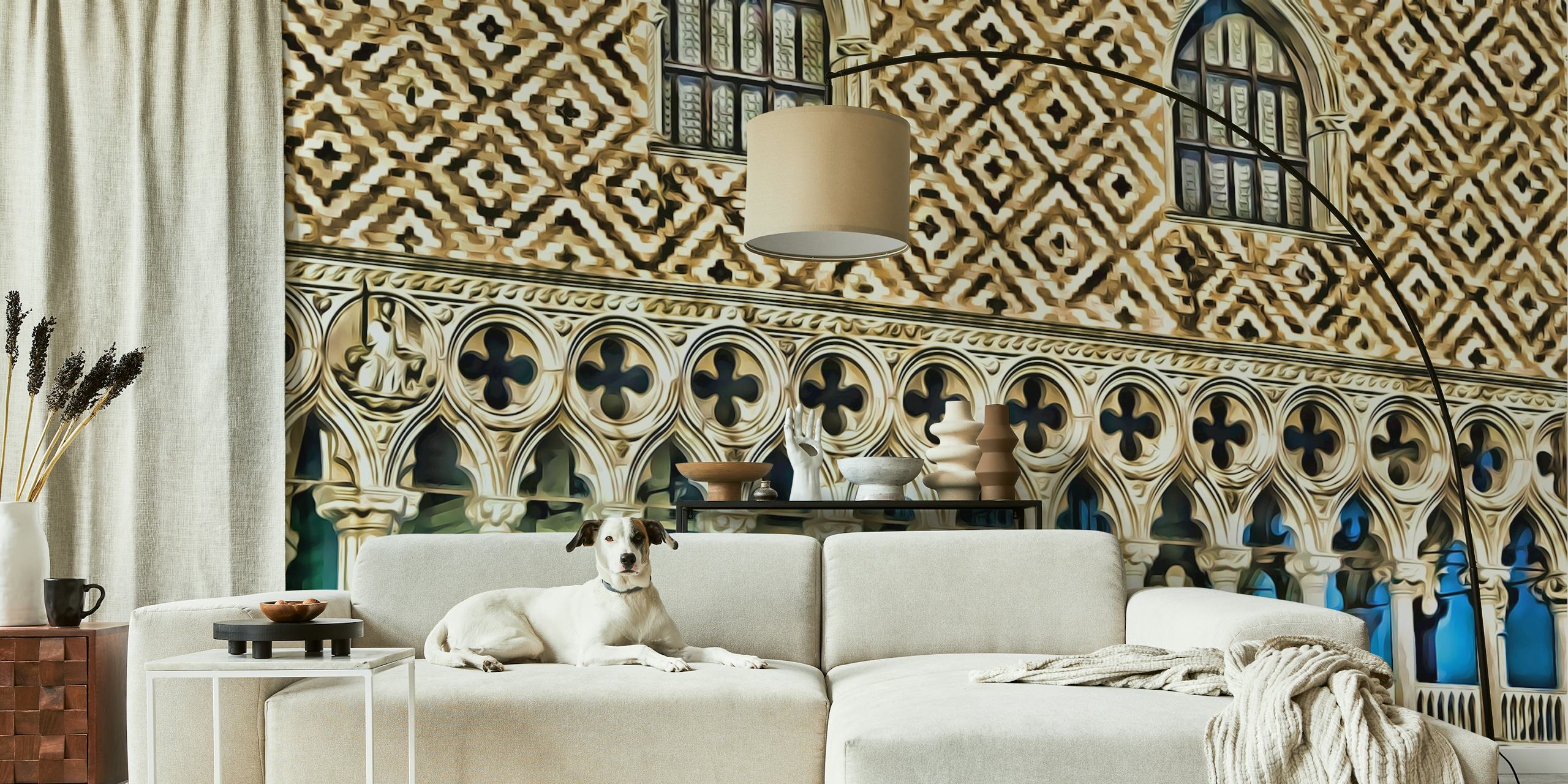 Geometric pattern with cream and tan colors wall mural