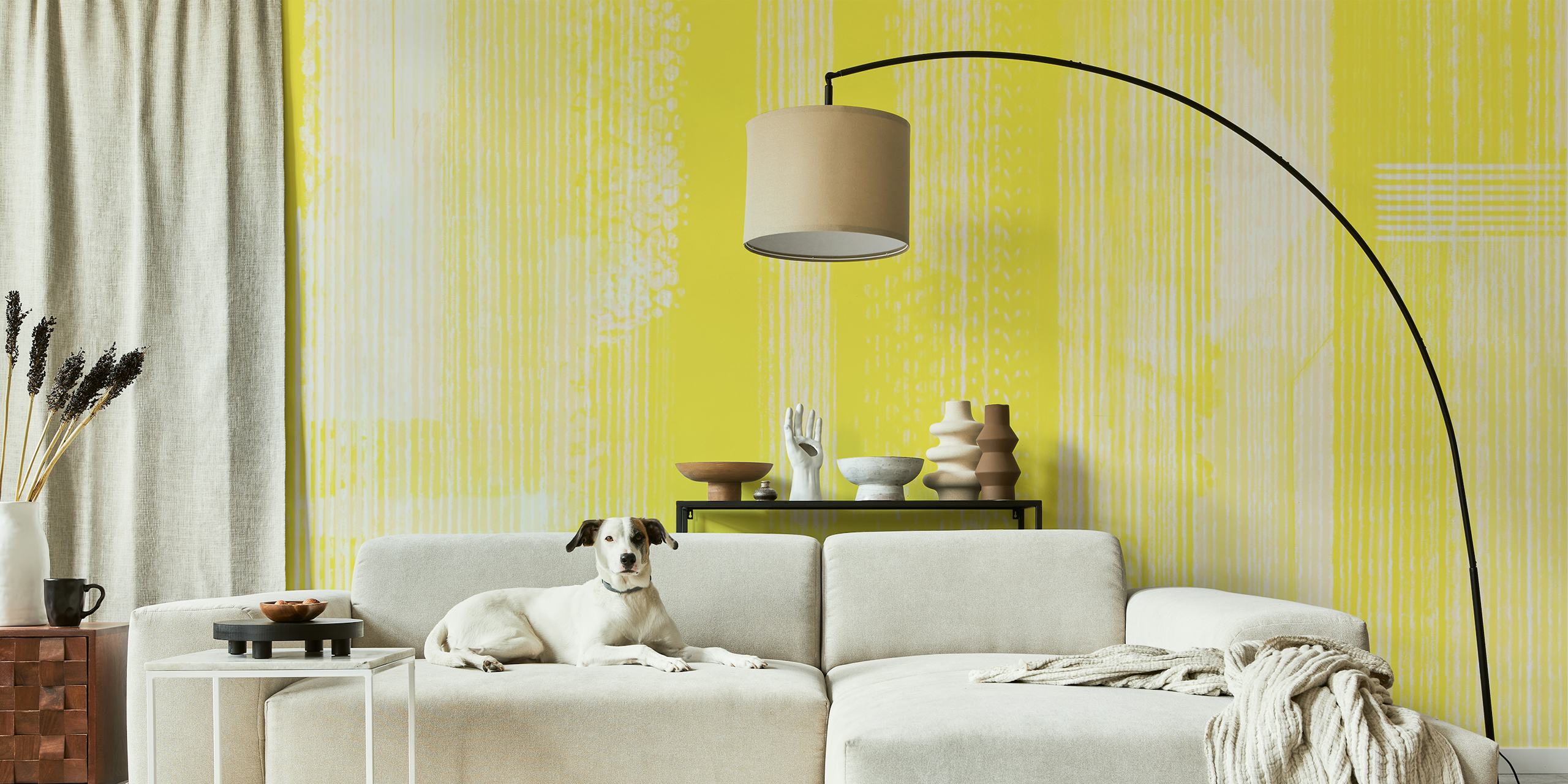 Sunny Yellow Abstract tapet i et rum