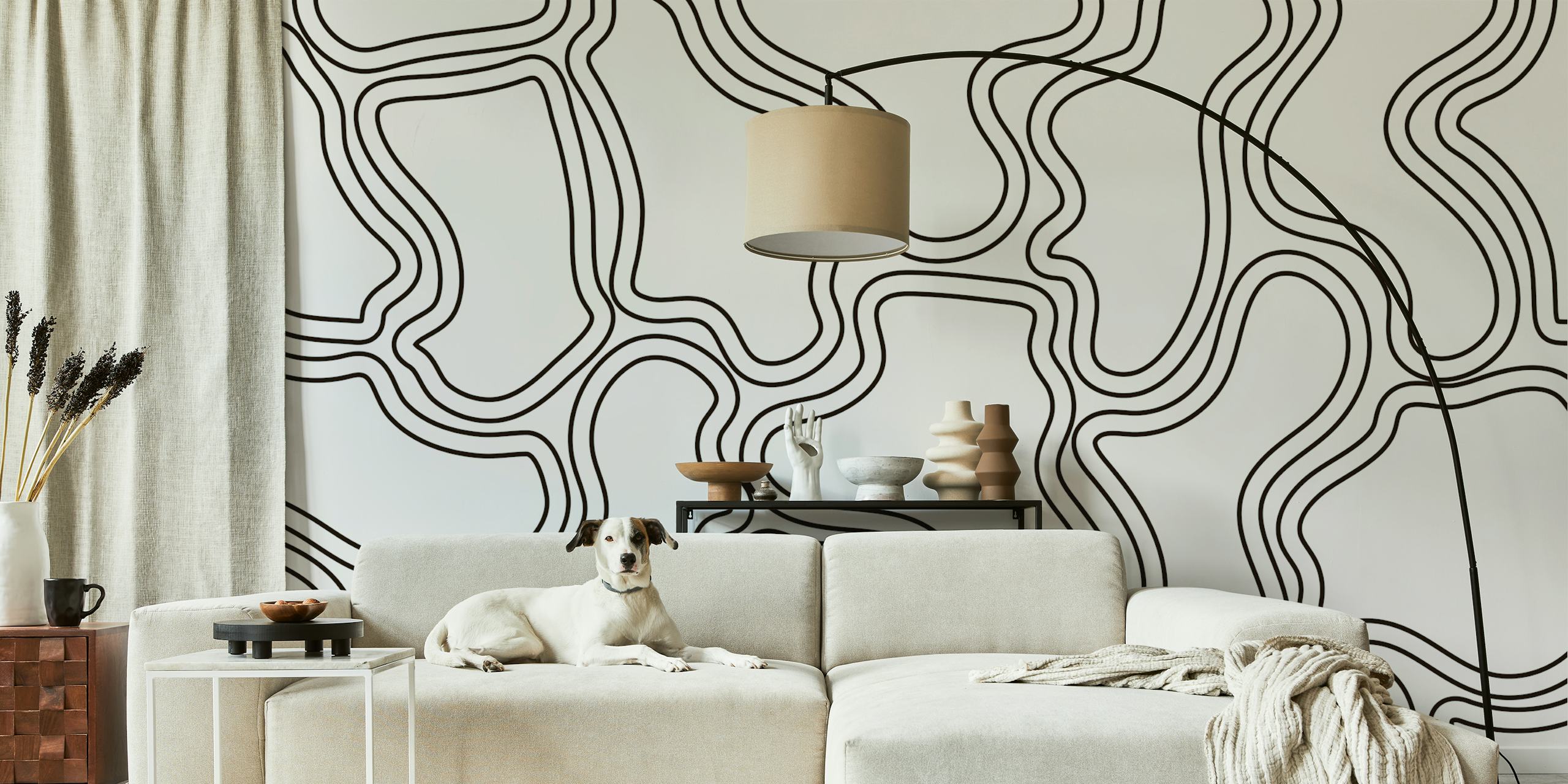 Mid Century Organic Bauhaus wallpaper in a room