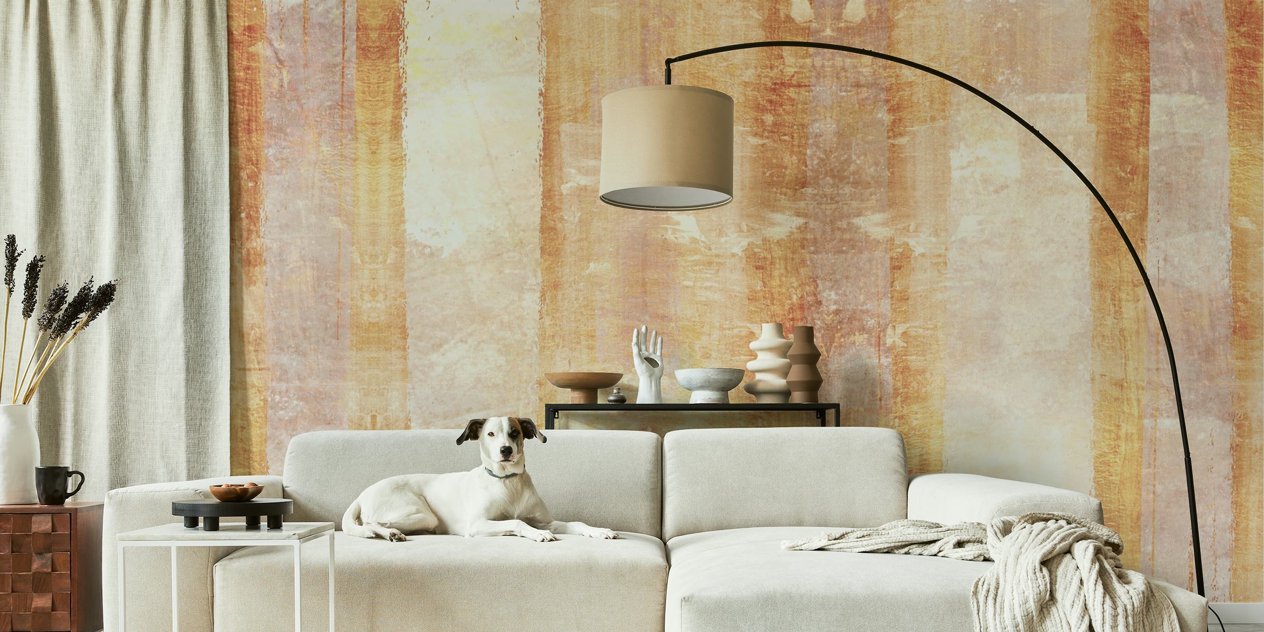 Papel pintado Textured Creme Gold en una habitación