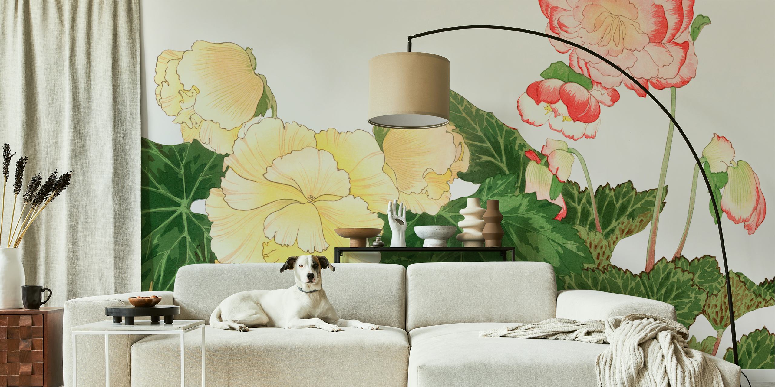 Japan Begonia Floral wallpaper in a room