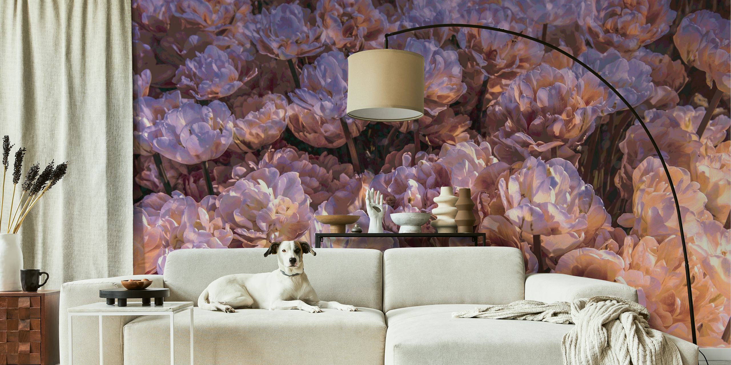 Papel de parede Blush Lush Floral em um quarto