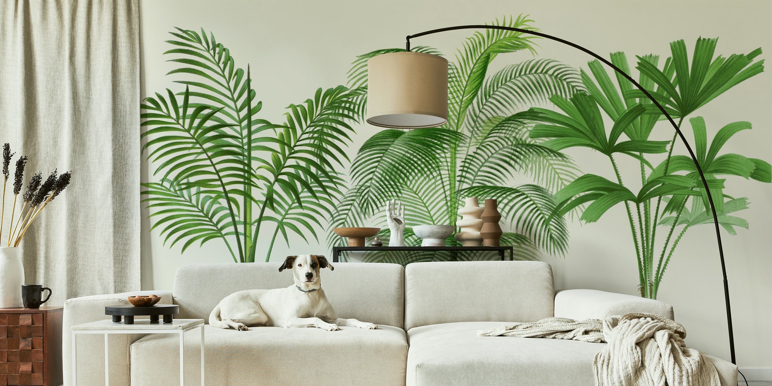 Palm Leaves Garden on Tan σε ένα δωμάτιο