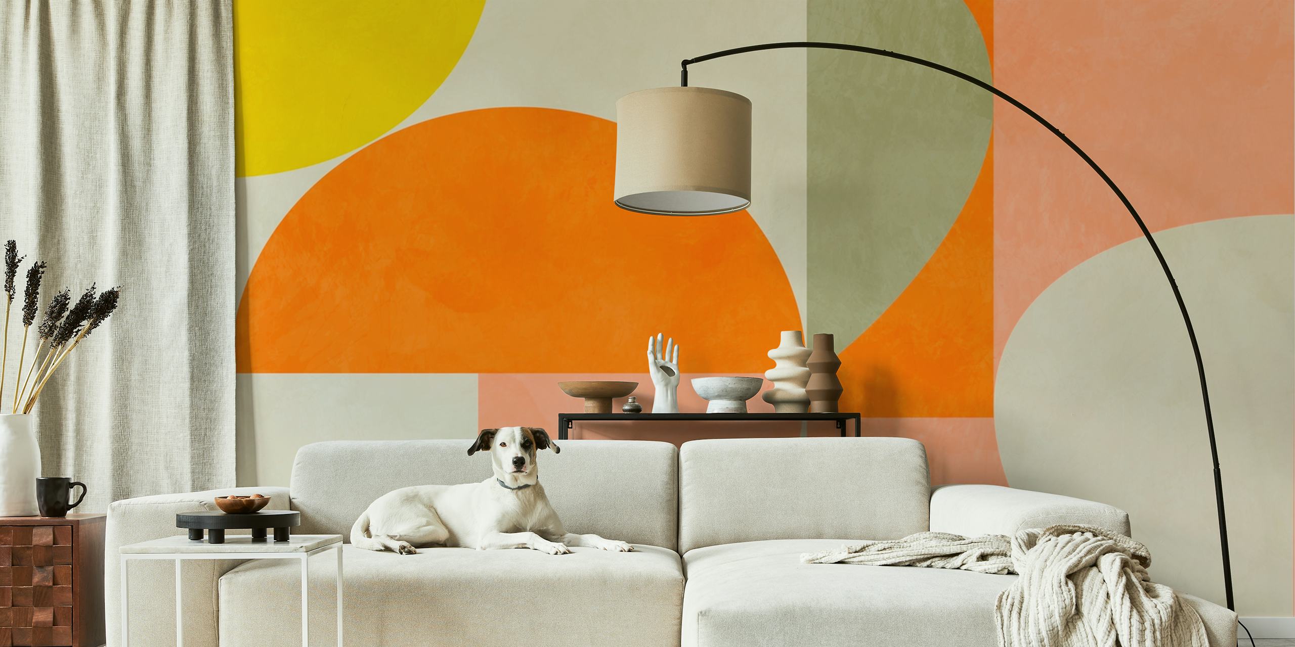 Mid century summer wallpaper in a room