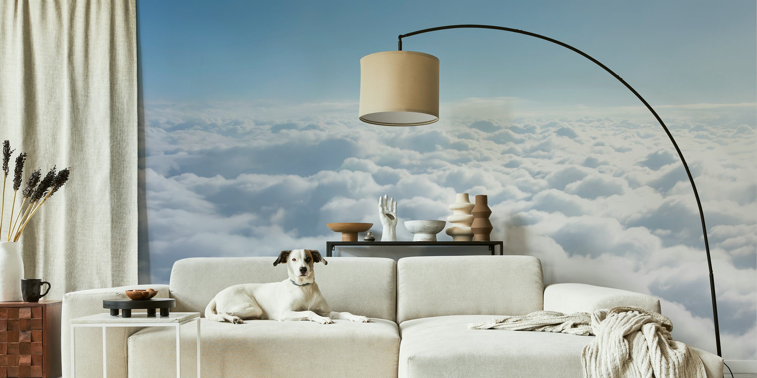 Fluffy clouds on a blue sky background wallpaper