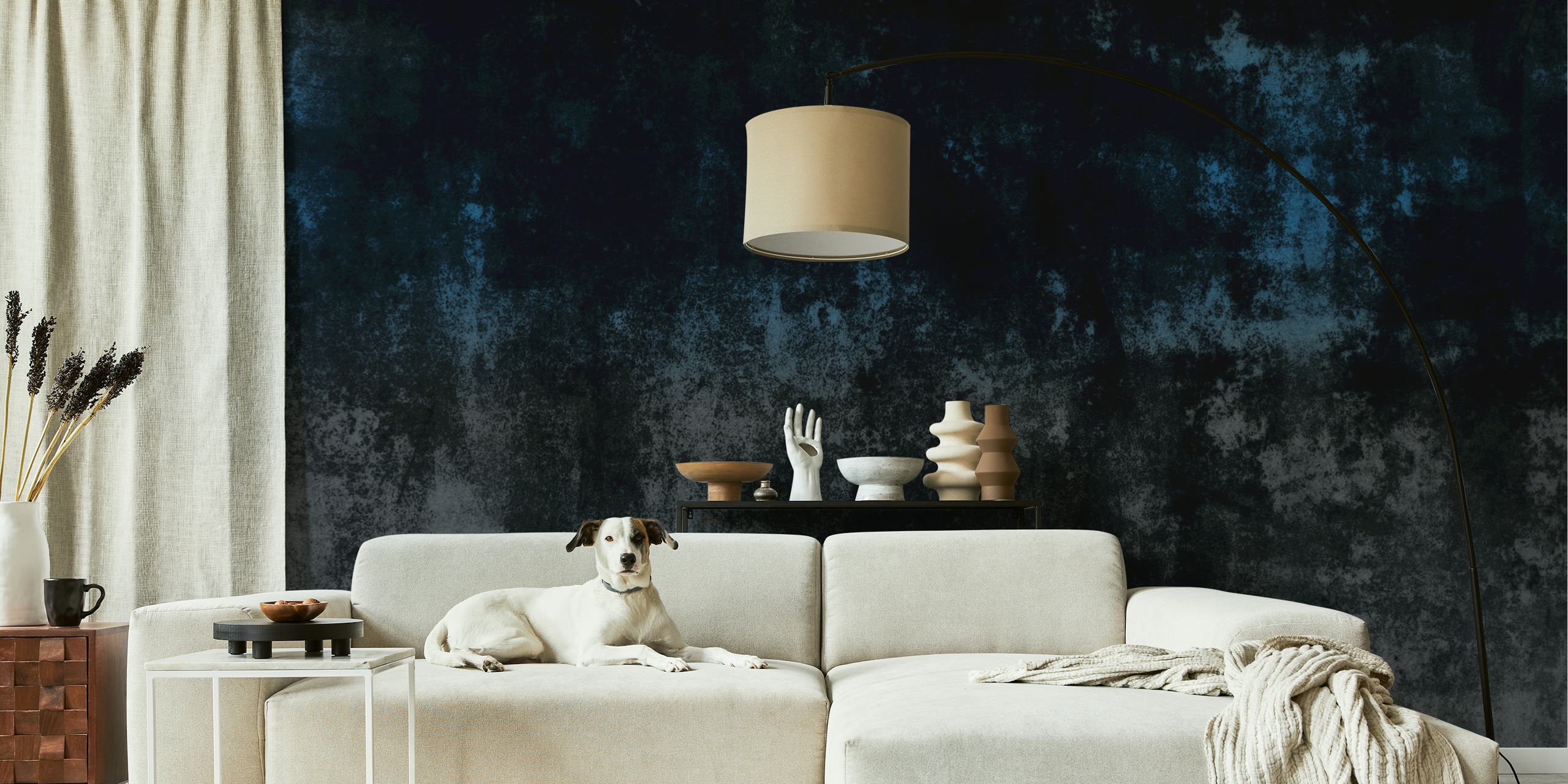 Abstract midnight blue concrete texture wall mural