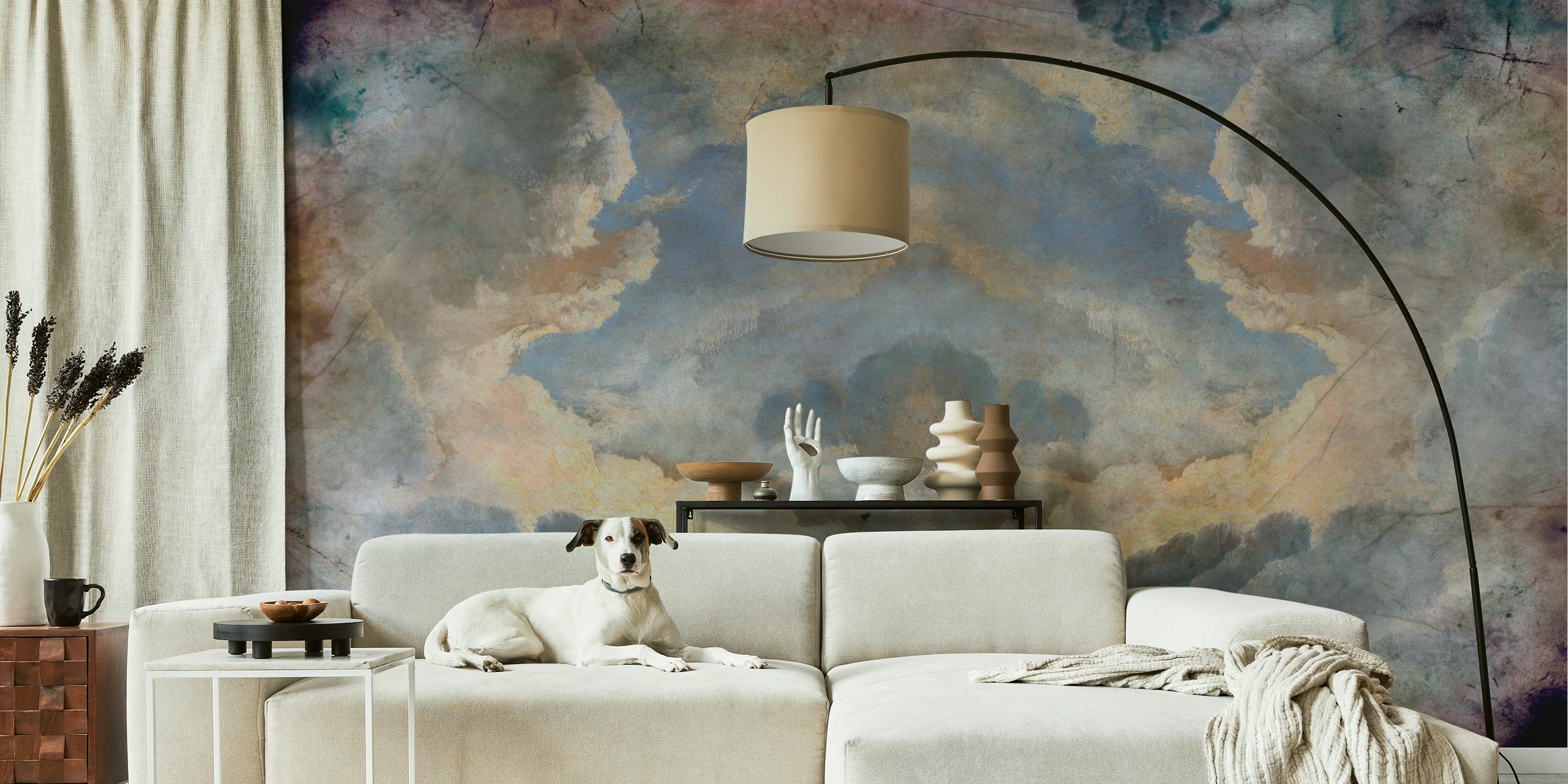 Clouds in soft pastel tones with vintage texture wallpaper