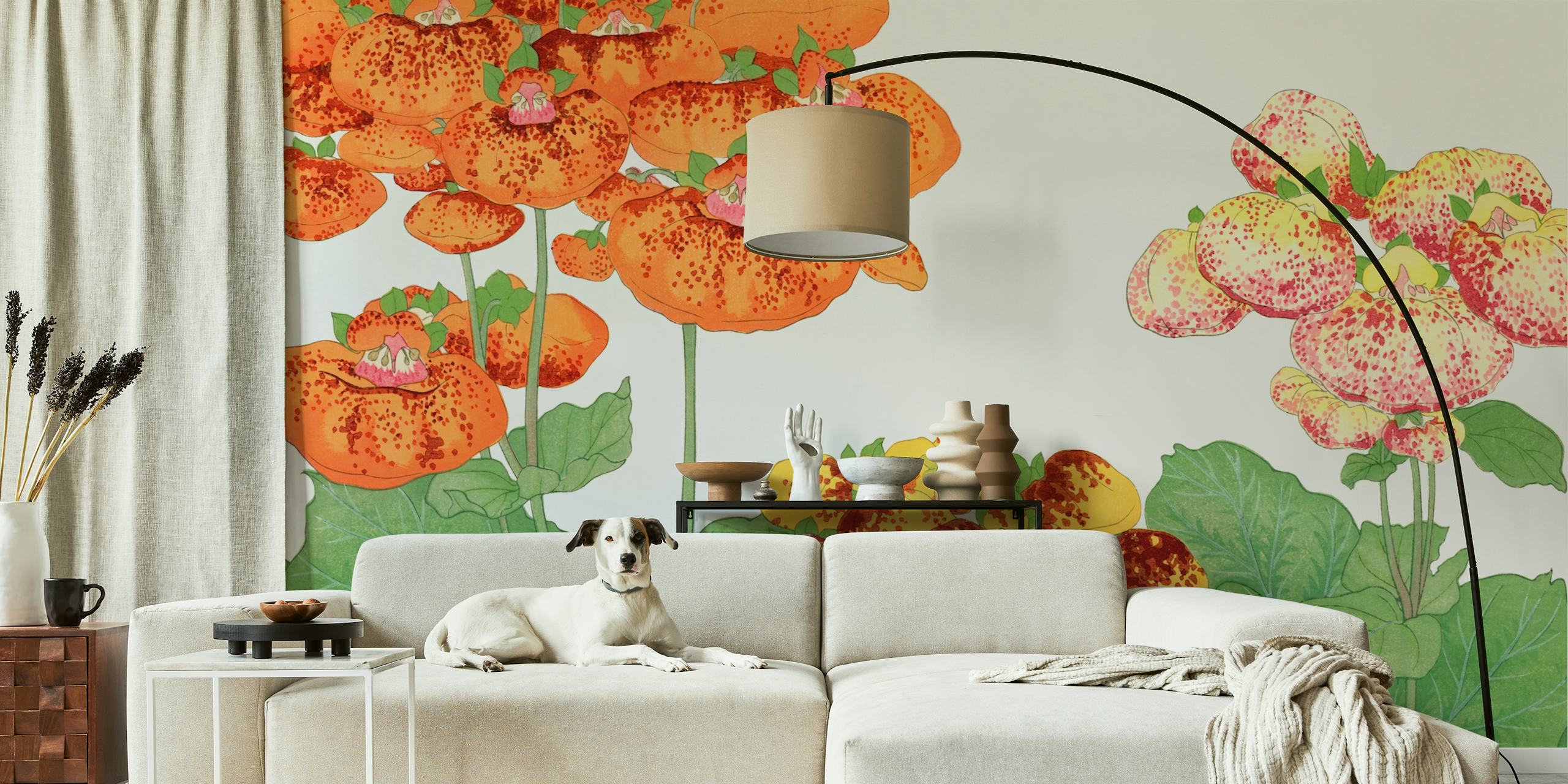 Whimsical Japan Floral wallpaper in a room