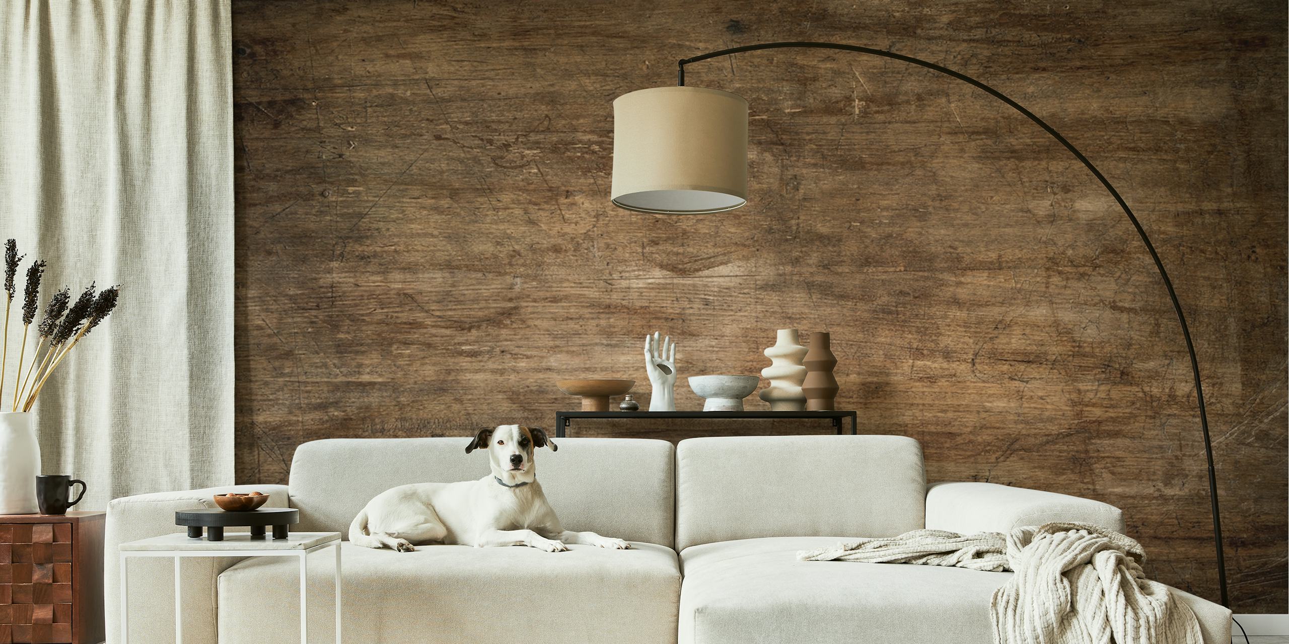 Textured dark brown wood wallpaper, rustic style