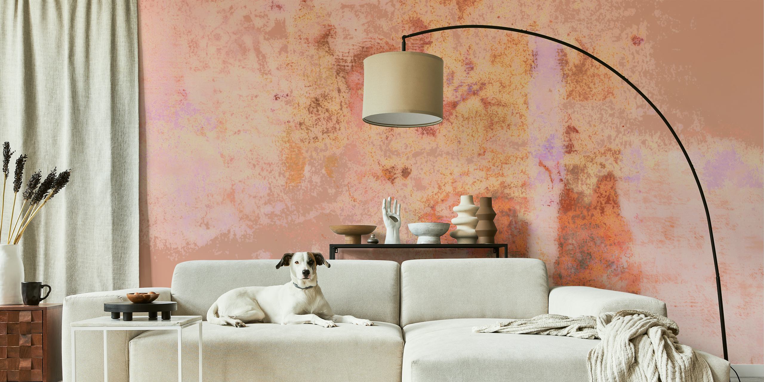 Papel de parede Soft Japandi Coral Reef em um quarto