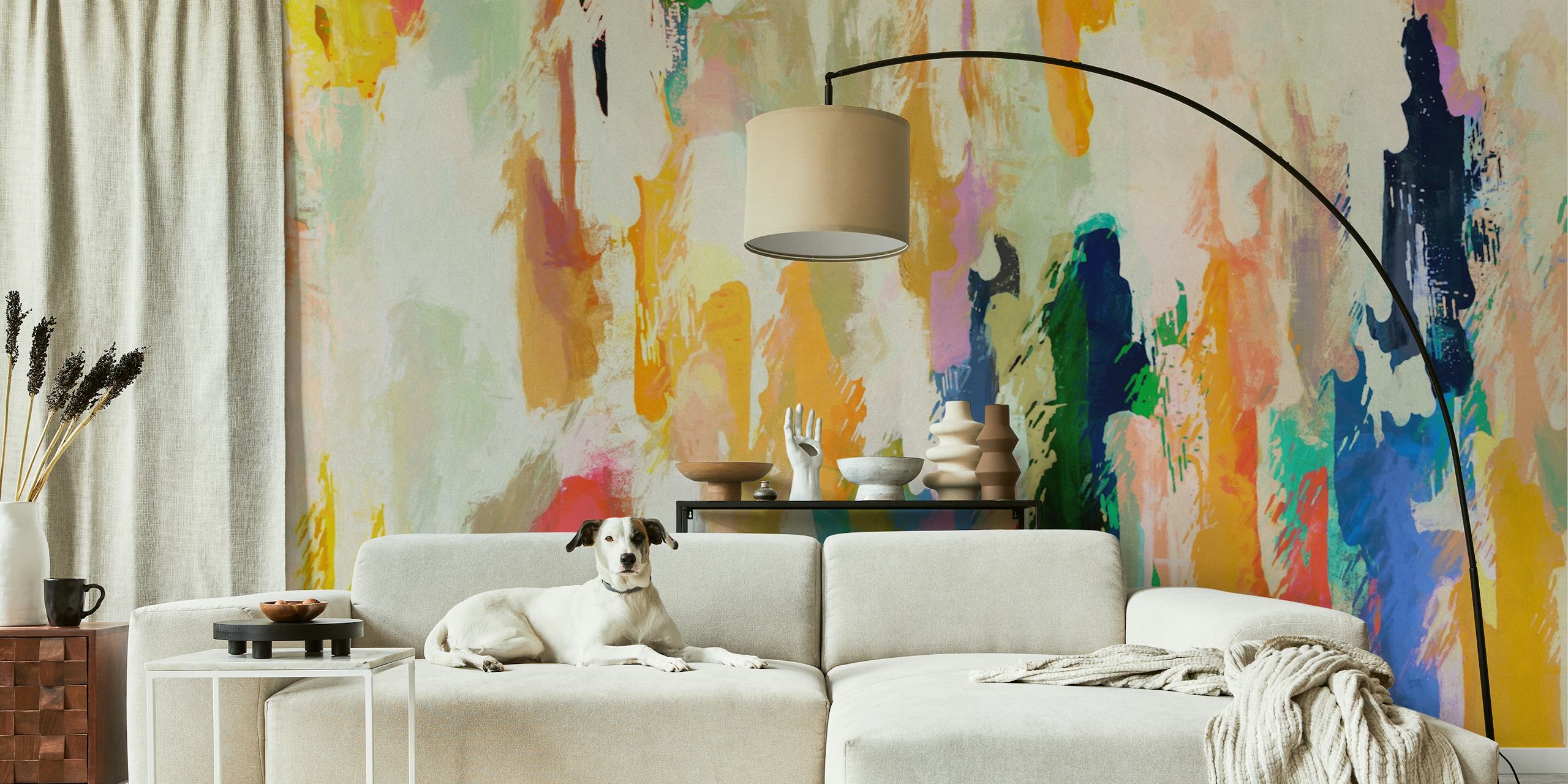 Colorful brush strokes in pastel colors wallpaper