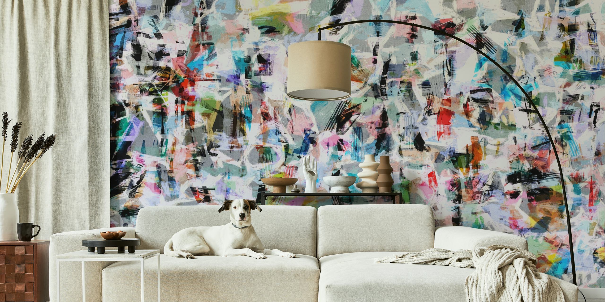 Colorful brush strokes in various hues, abstract wallpaper
