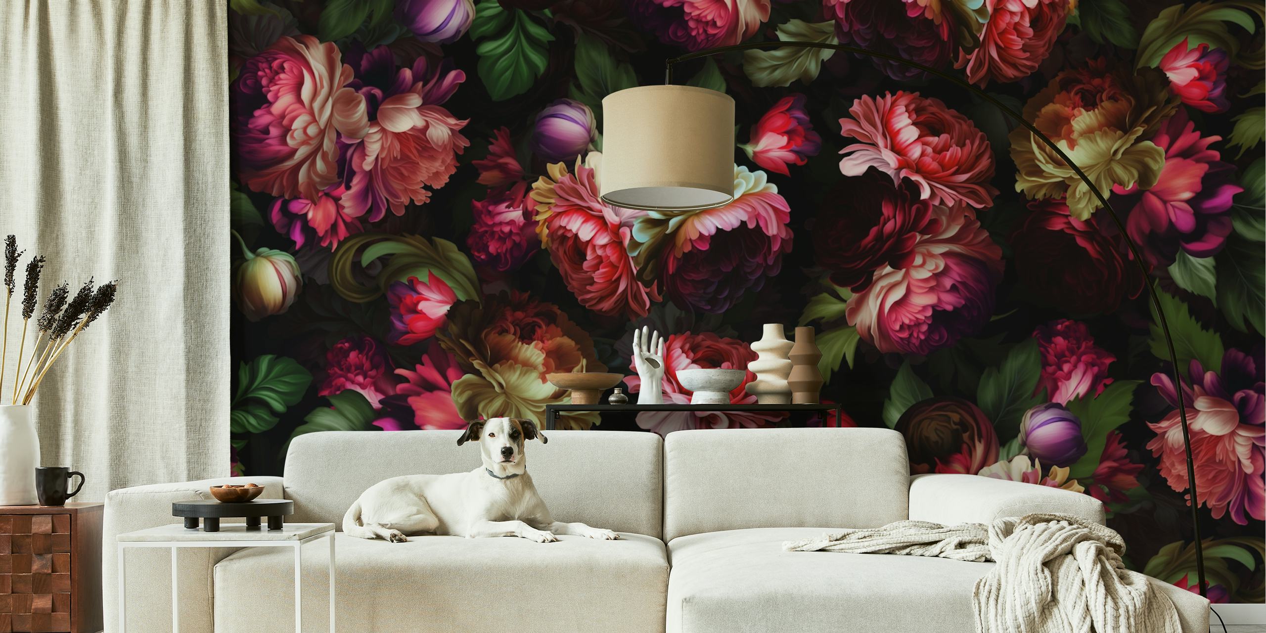 Design de papel de parede Dark Baroque Flower Midnight Garden