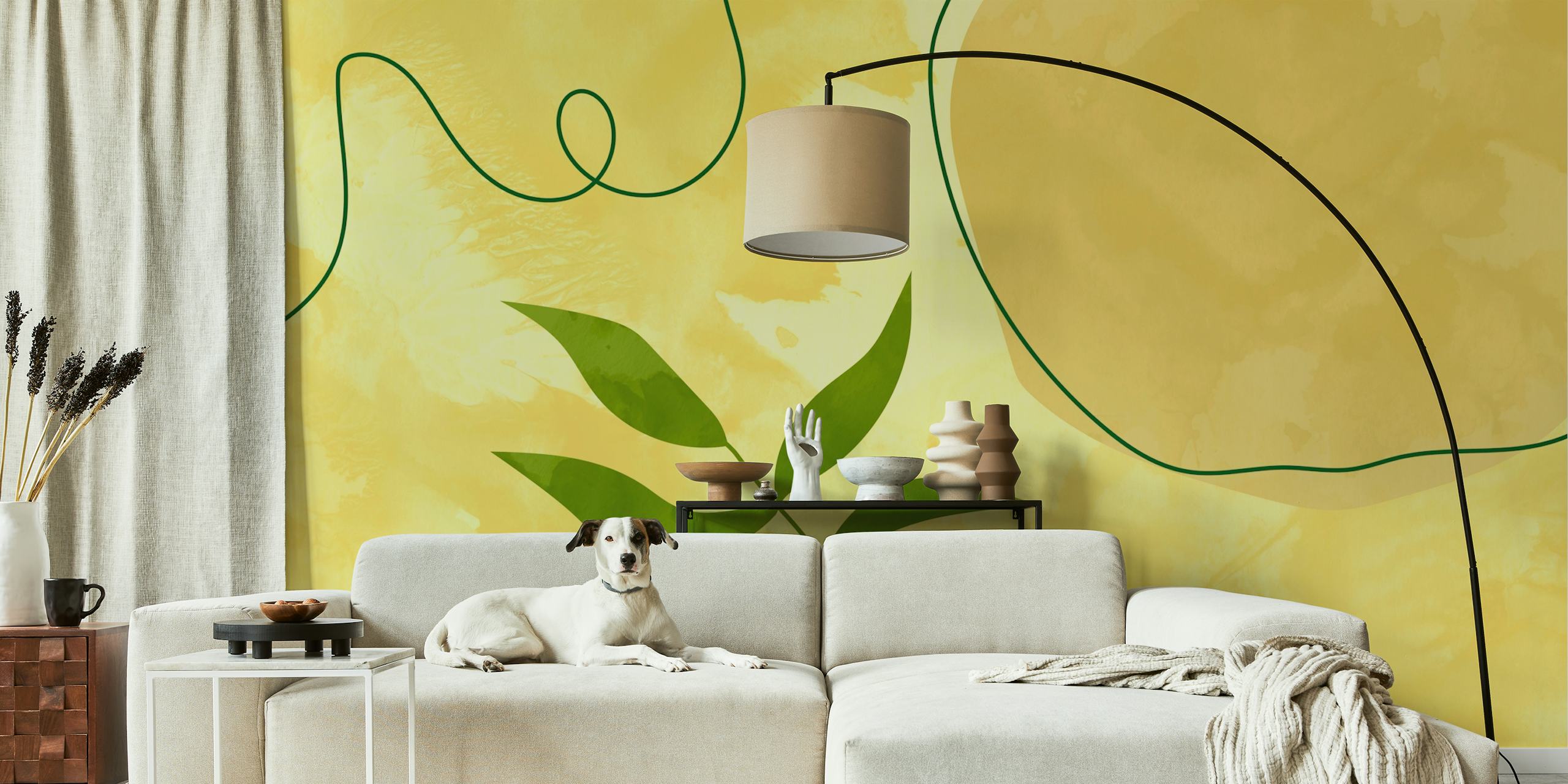 Mid Century Florals V wallpaper in a room