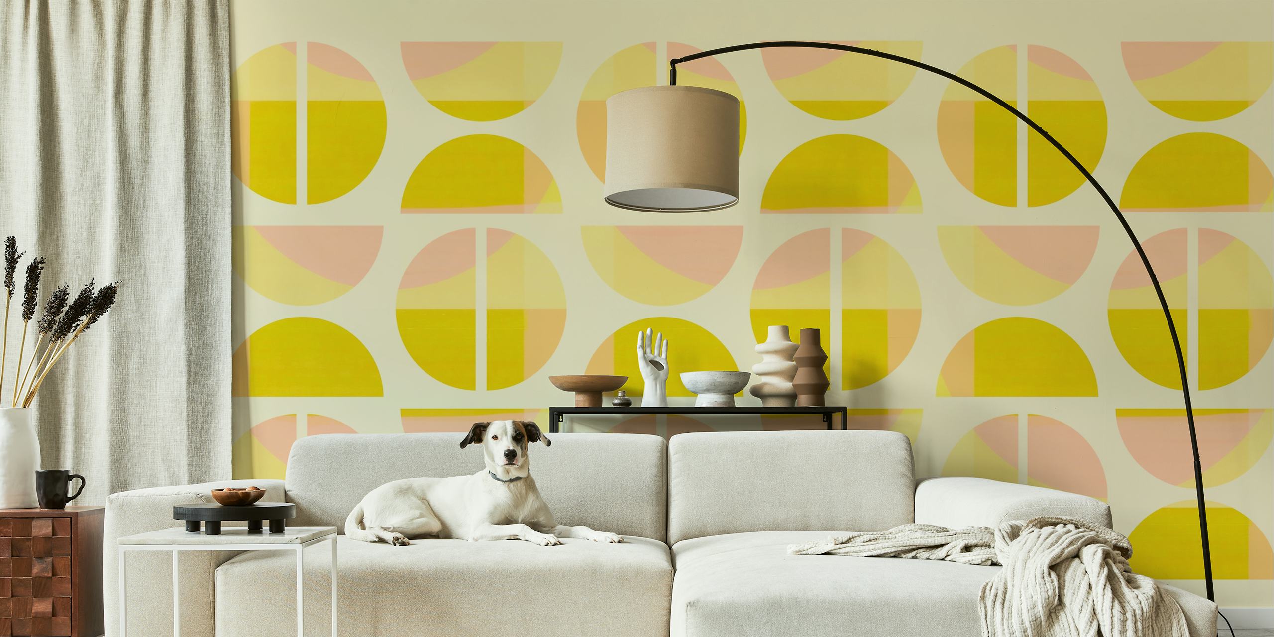 Summer Bauhaus wallpaper in a room setting