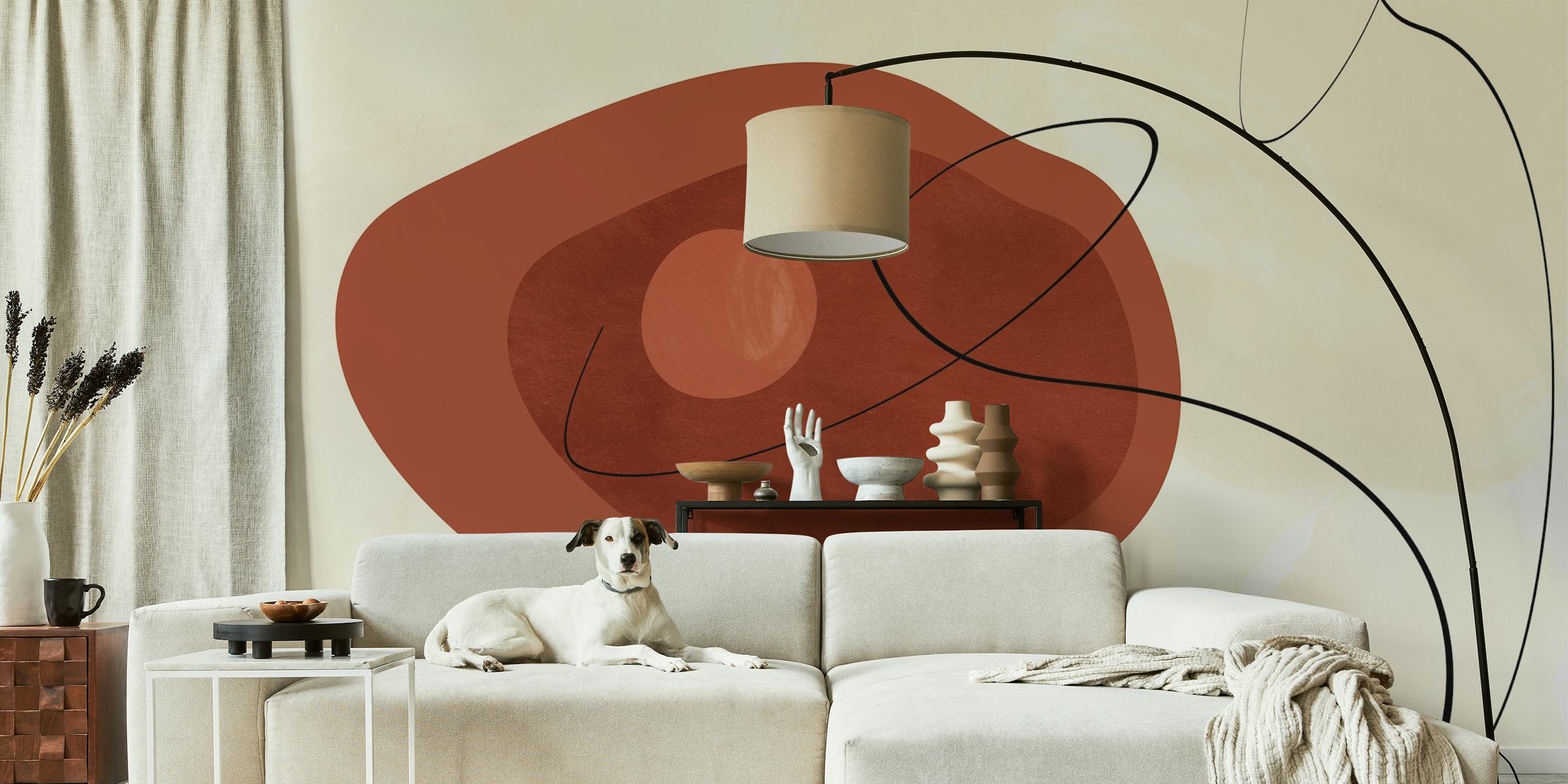 Mid Century Bauhaus Organic Form wallpaper in een kamer